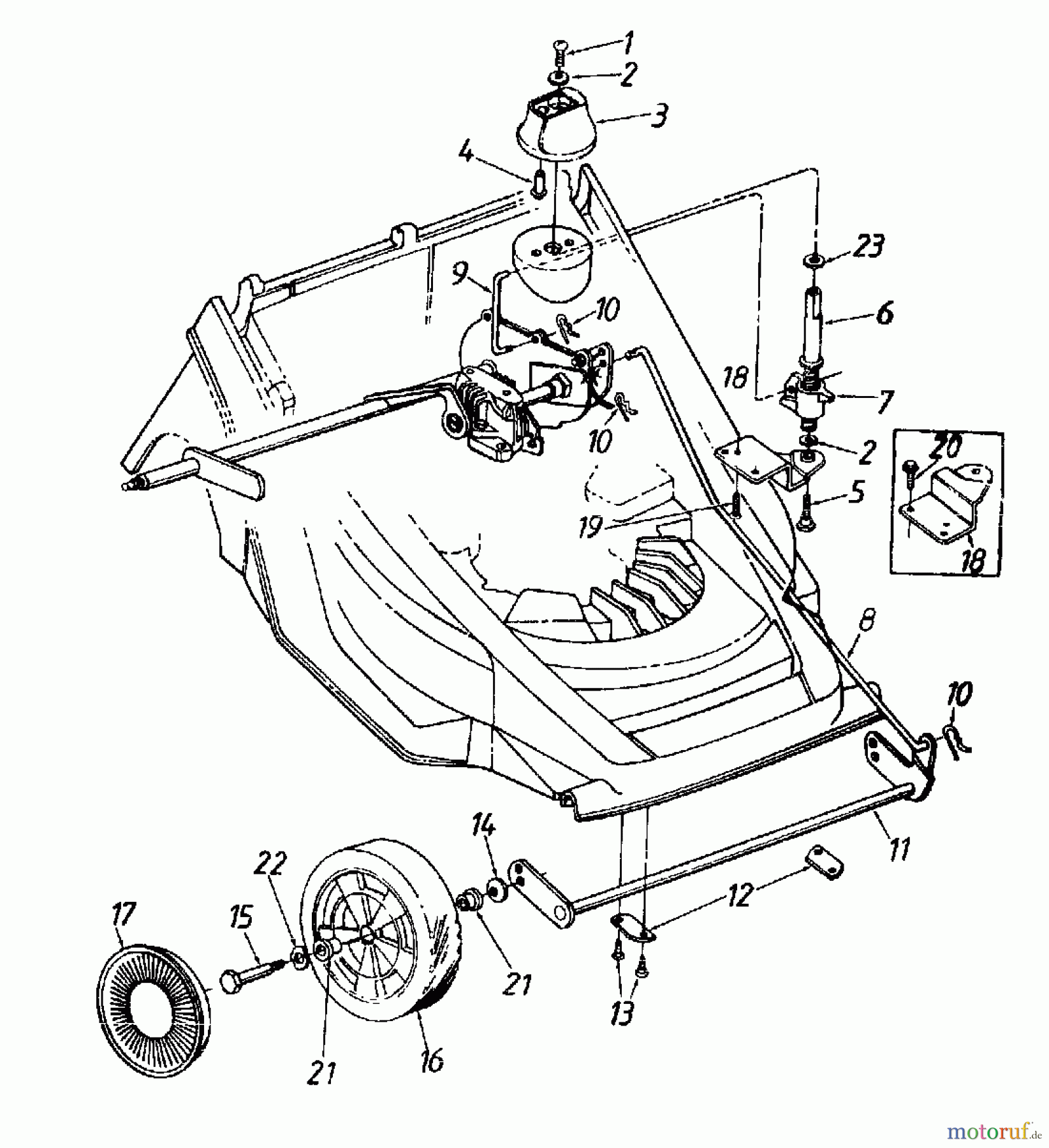  MTD Petrol mower self propelled Euro-Star 46 S 121-626R  (1991) Front wheels, Cutting hight adjustment