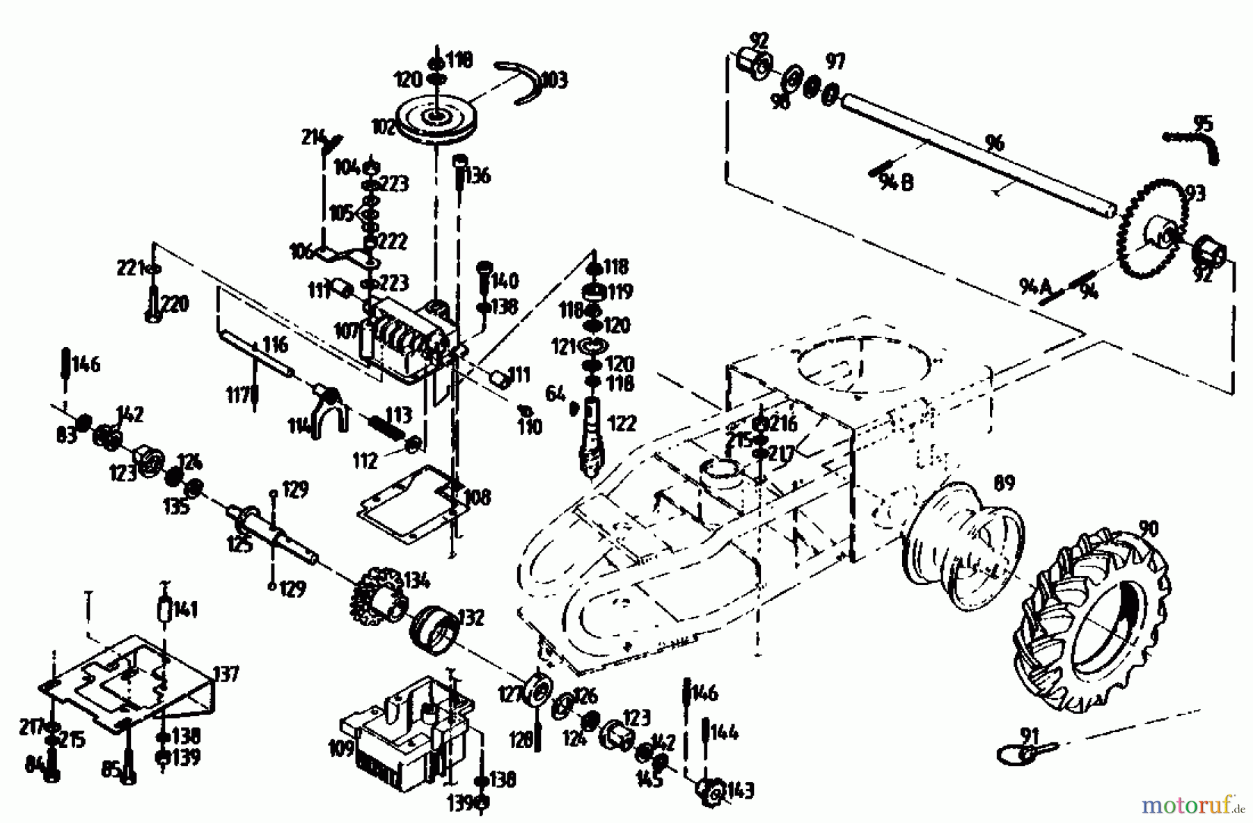  Gutbrod Cutter bar mower BM 710 07515.03  (1991) Gearbox, Wheels