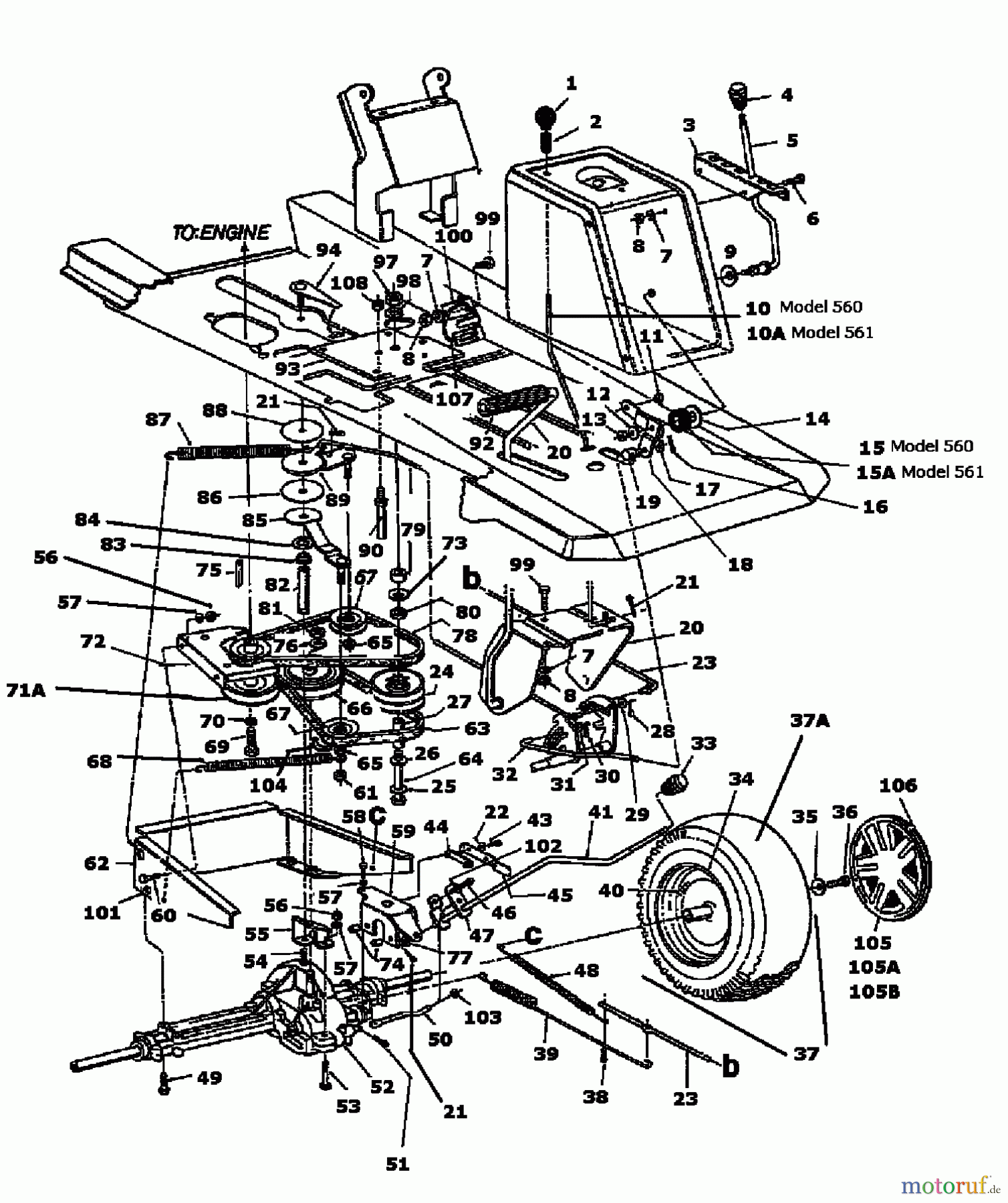  Gardol Lawn tractors R 10 132-521C646  (1992) Drive system, Wheels