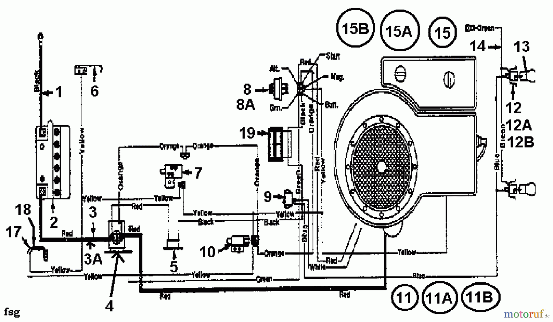  MTD Lawn tractors 11/91 133C470E600  (1993) Wiring diagram single cylinder