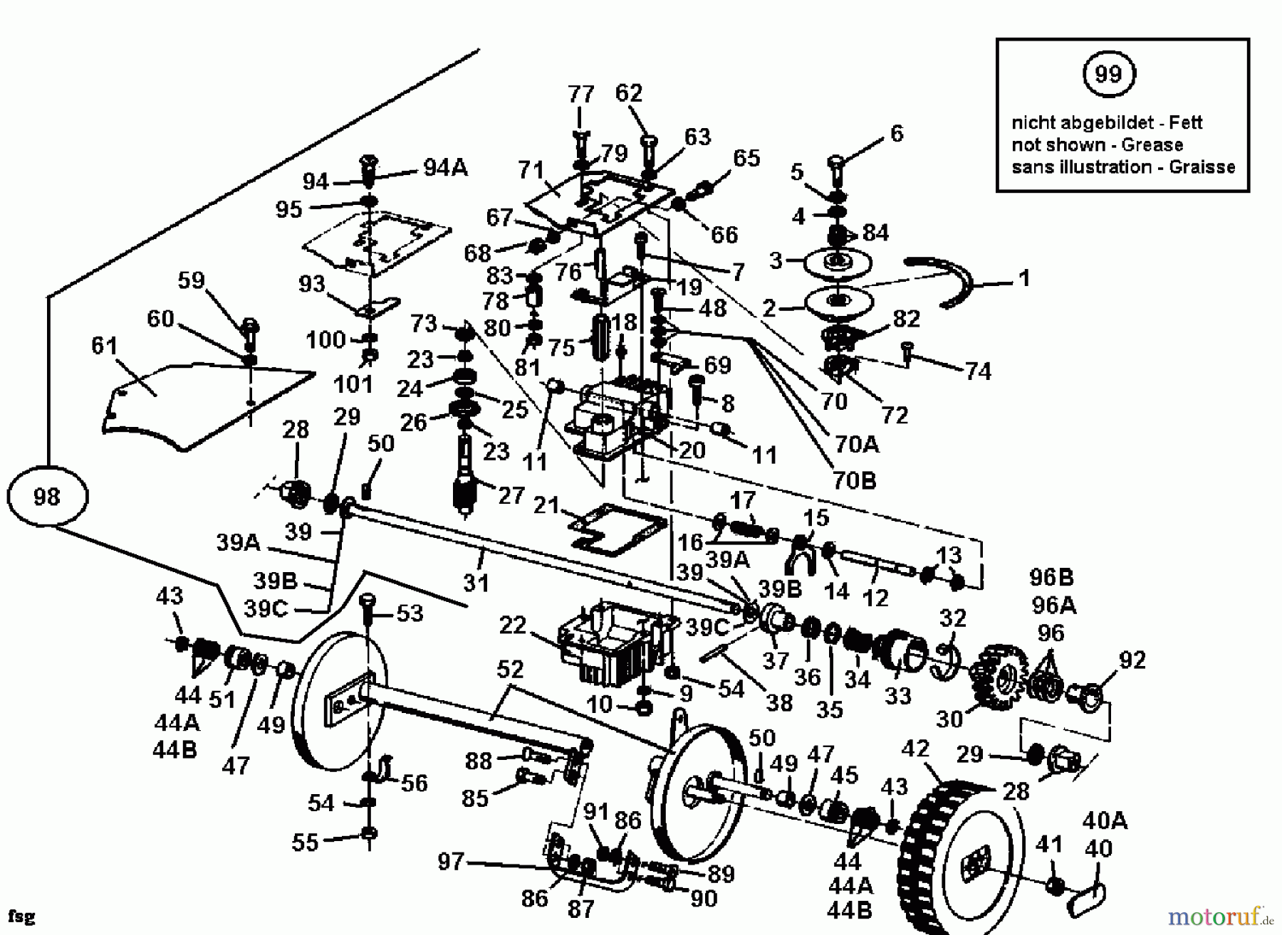  Gutbrod Petrol mower self propelled MH 534 RVE 04007.03  (1992) Gearbox