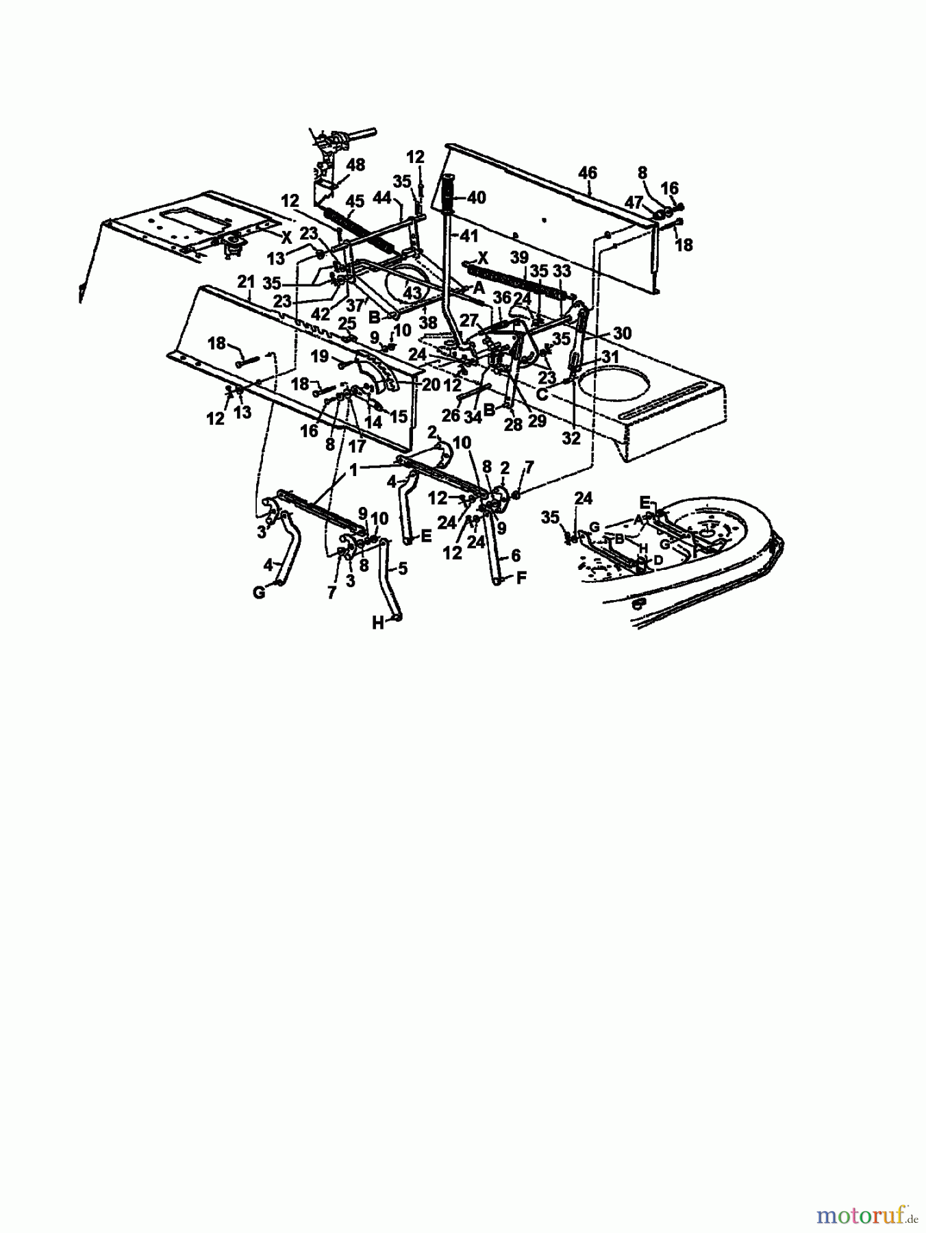  Columbia Lawn tractors 112/960 N 132-650F626  (1992) Deck lift