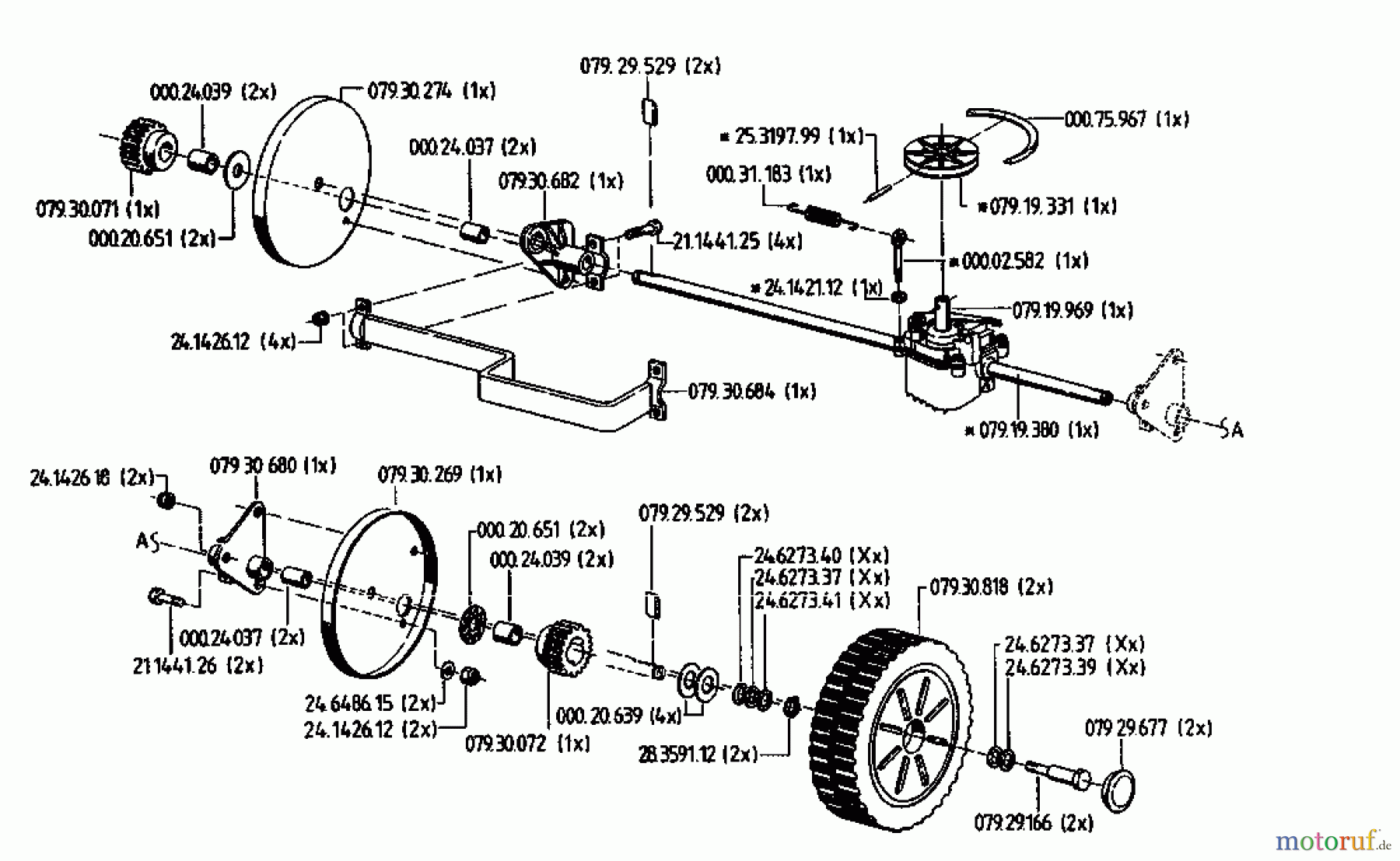  Gutbrod Petrol mower self propelled HB 48 RL 02815.01  (1993) Gearbox, Wheels