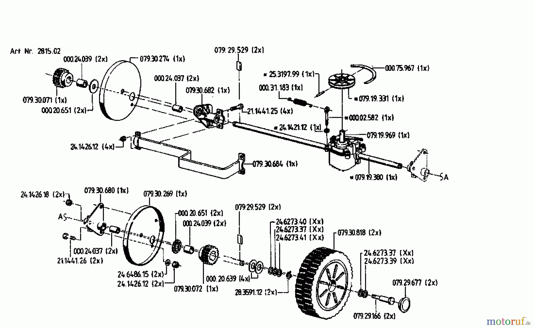  Gutbrod Petrol mower self propelled HB 48 REL 02815.02  (1993) Gearbox, Wheels
