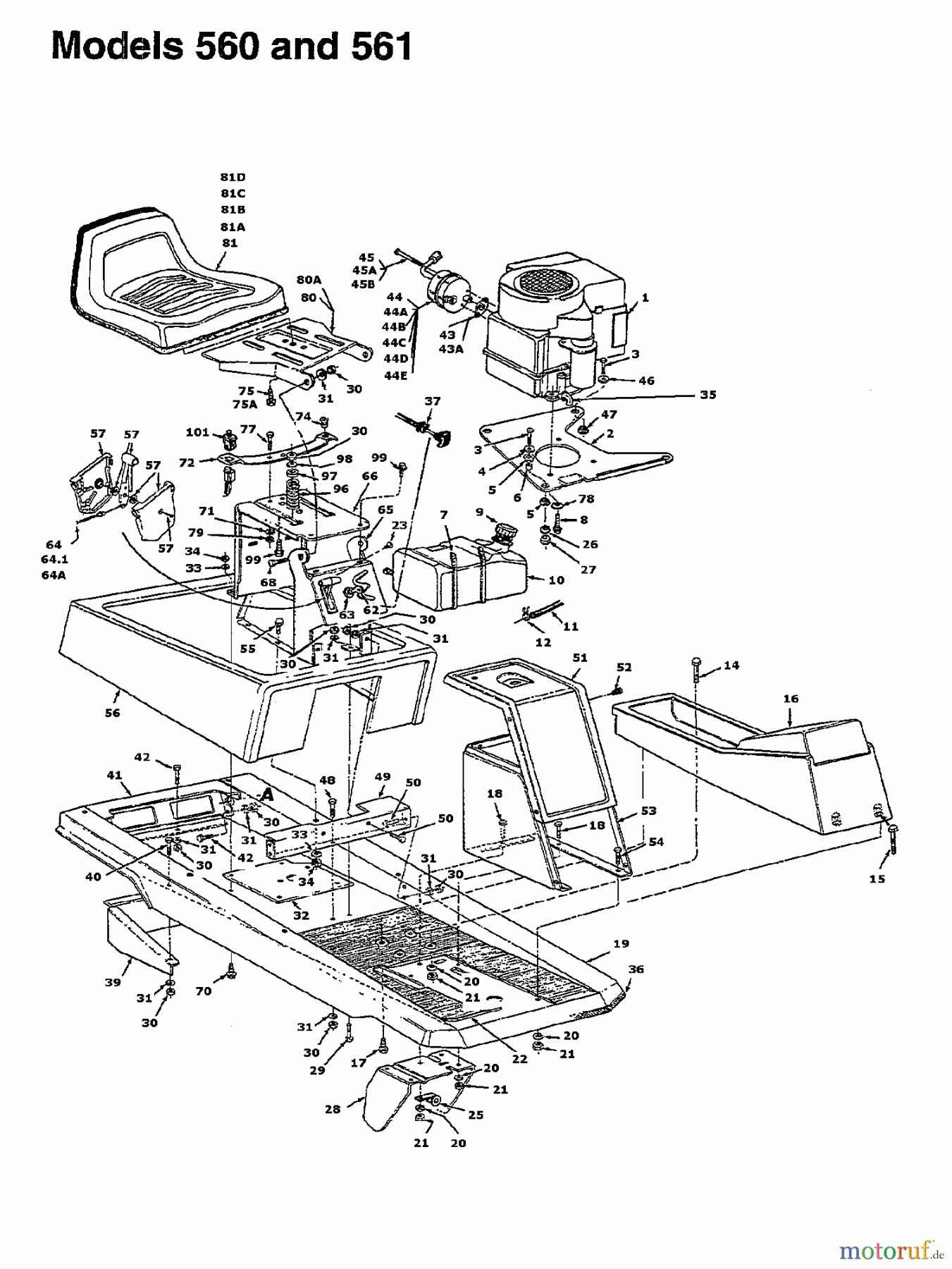  MTD Lawn tractors B 560 C 134B560C678  (1994) Frame, Seat, Fender