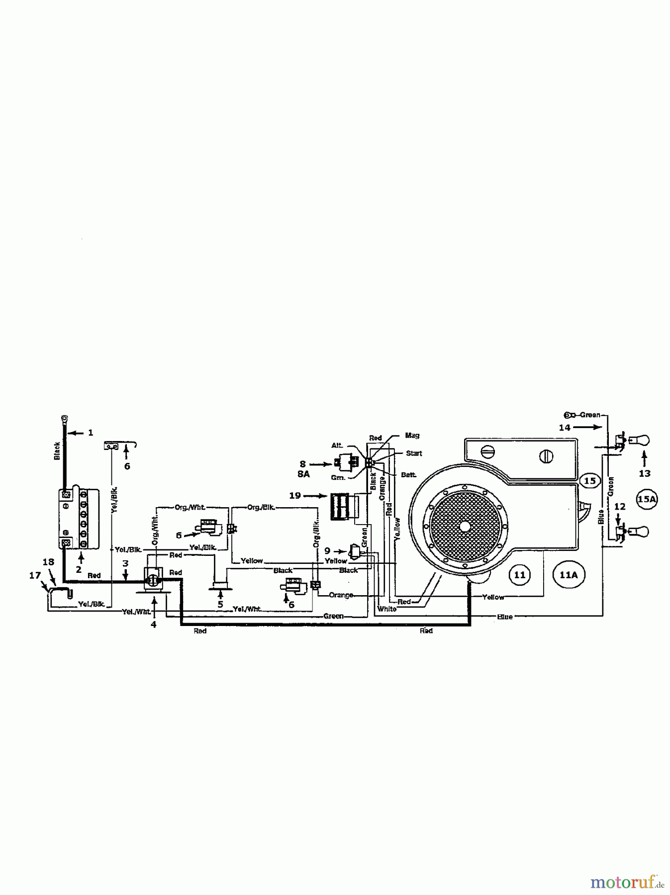  Mastercut Lawn tractors 112/910 134I451E602  (1994) Wiring diagram single cylinder