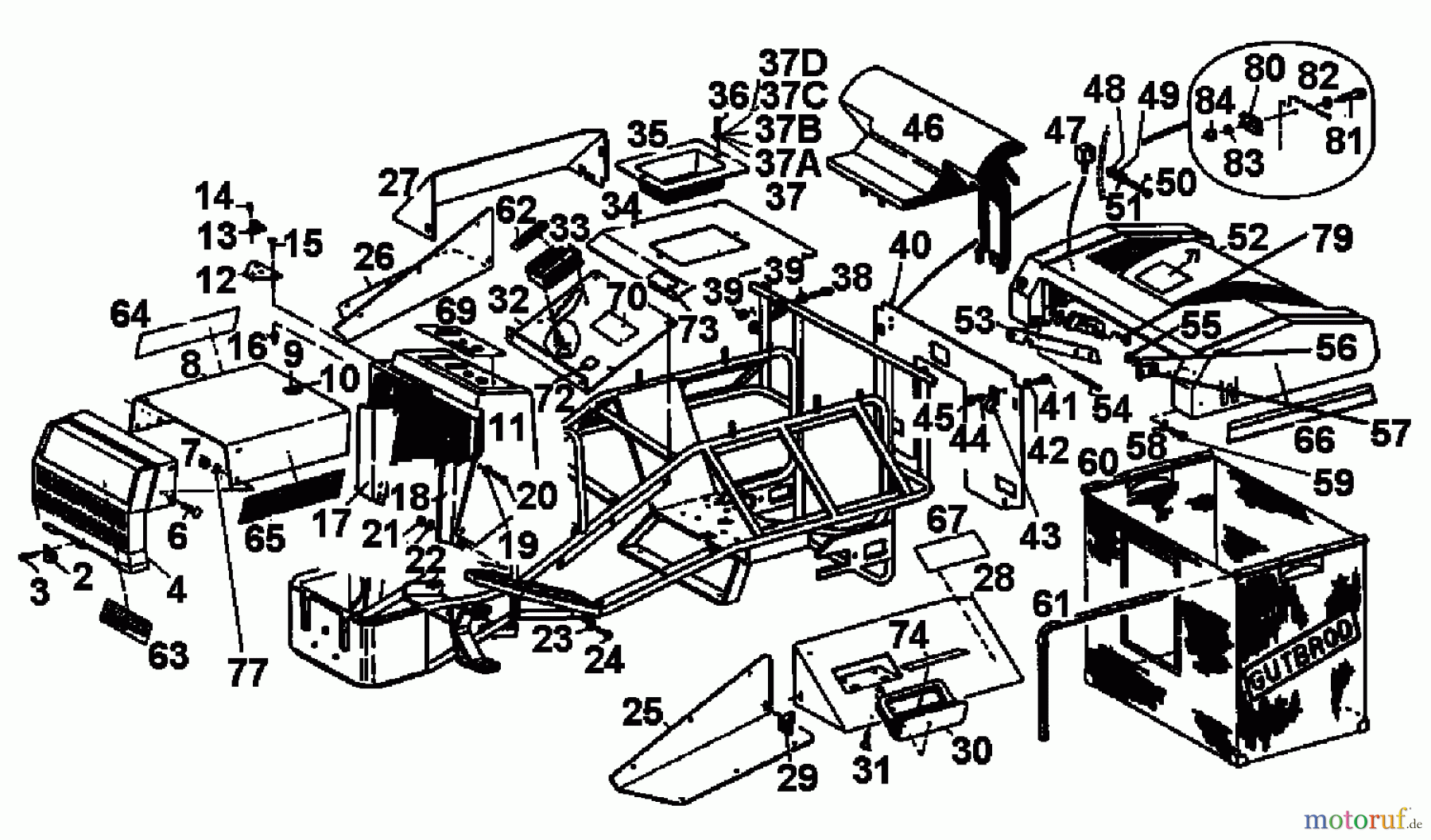  Gutbrod Lawn tractors Sprint 1000 E 02840.07  (1994) Grass bag, Engine hood