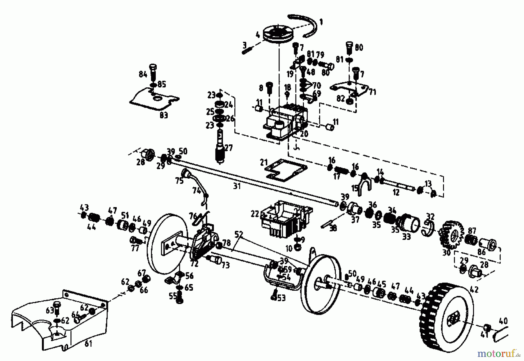  Gutbrod Petrol mower self propelled MH 454 RSB 04024.02  (1995) Gearbox, Wheels