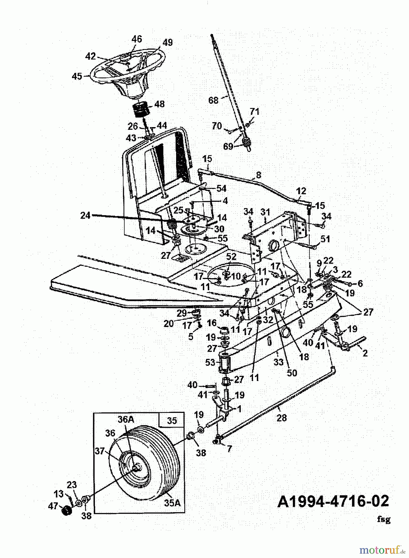  Floraself Lawn tractors B 10 134C352D668  (1994) Front axle