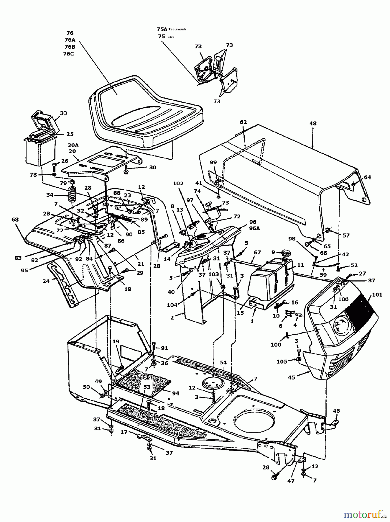  Mastercut Lawn tractors 10/810 135B451D602  (1995) Dashboard, Engine hood, Fender