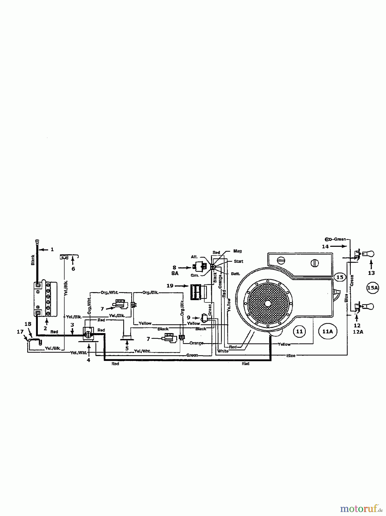  Golf Lawn tractors B 12 135H452E648  (1995) Wiring diagram single cylinder