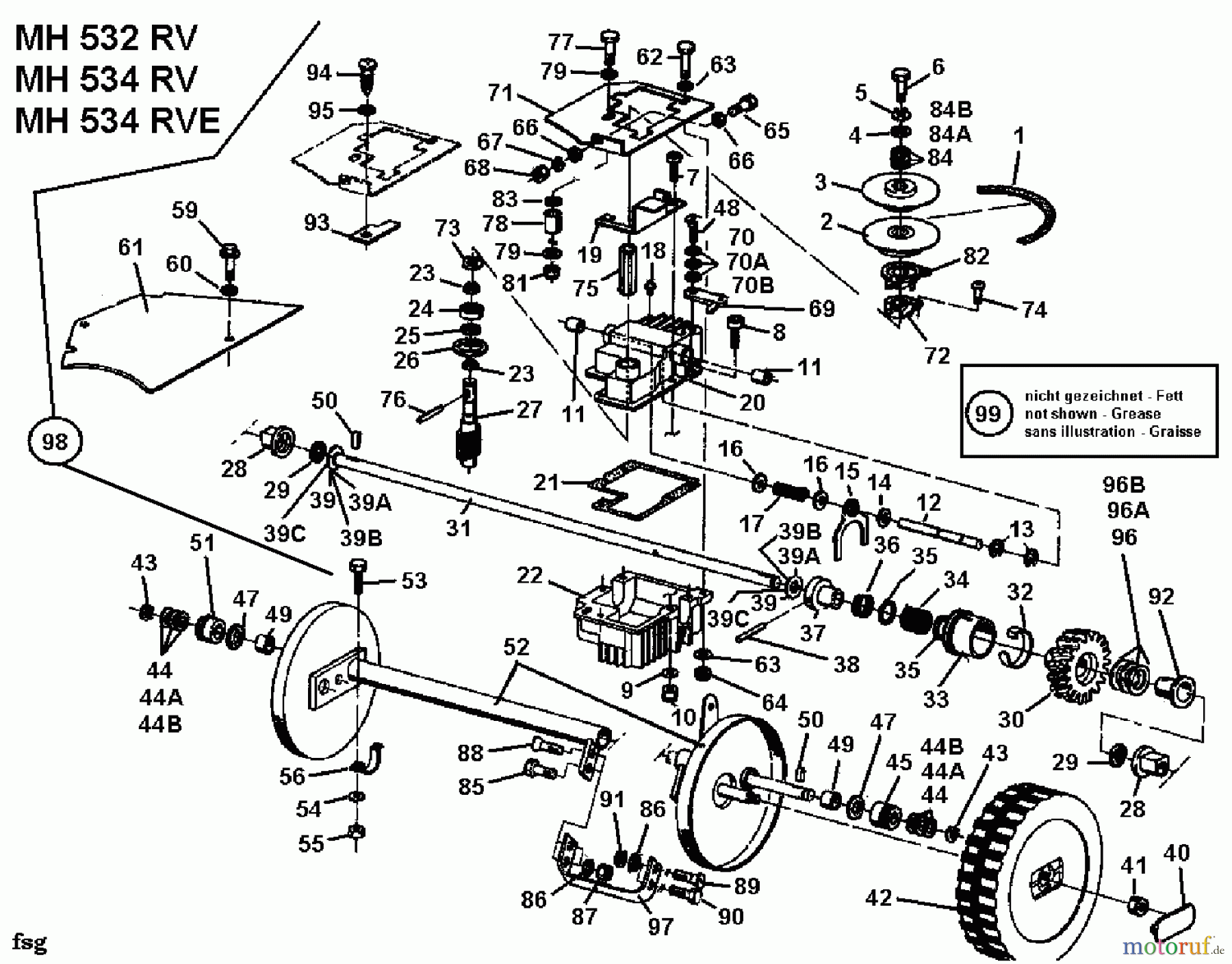  Gutbrod Petrol mower self propelled MH 534 RV 04007.02  (1995) Gearbox, Wheels