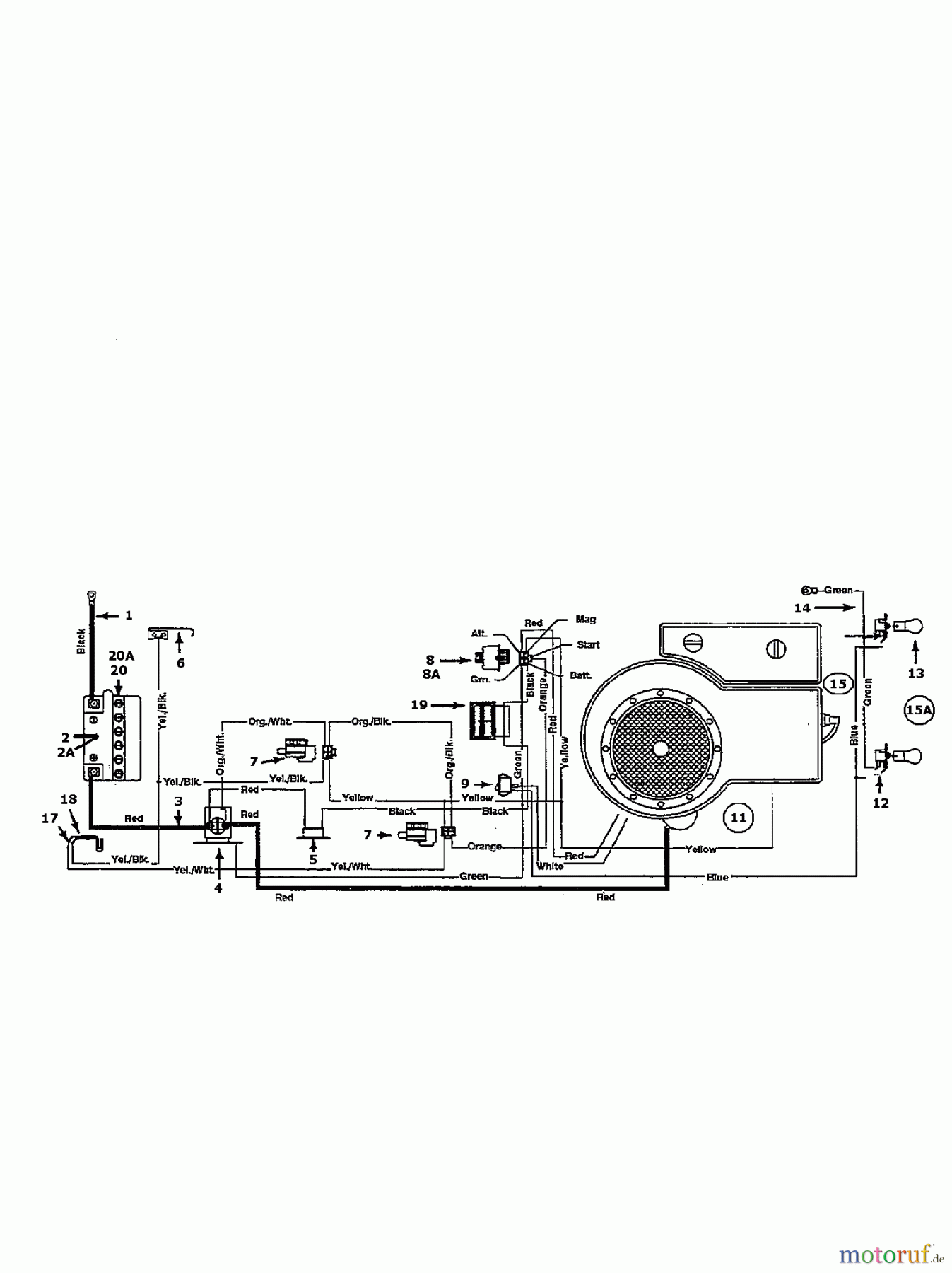  Bauhaus Lawn tractors Gardol Topcut 12/91 136H453E646  (1996) Wiring diagram single cylinder