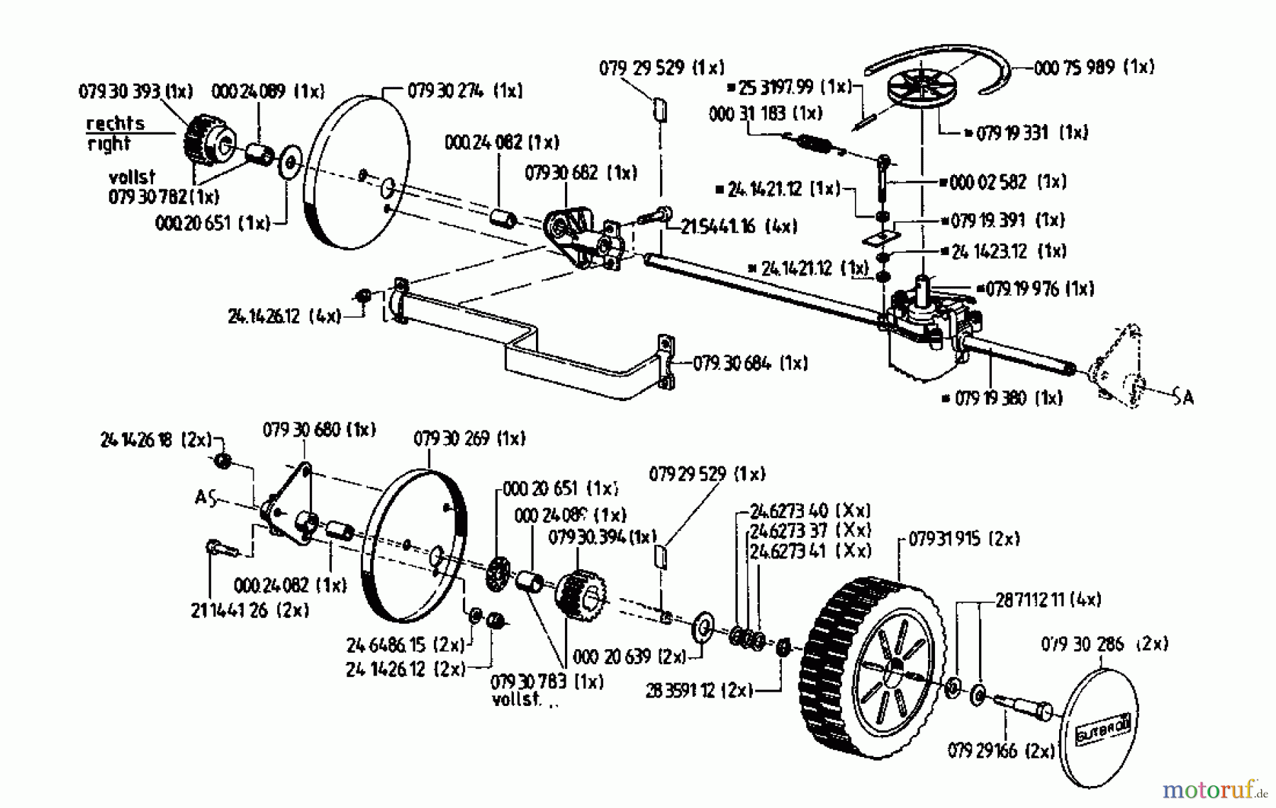  Gutbrod Petrol mower self propelled HB 48 REL 02815.05  (1996) Gearbox, Wheels