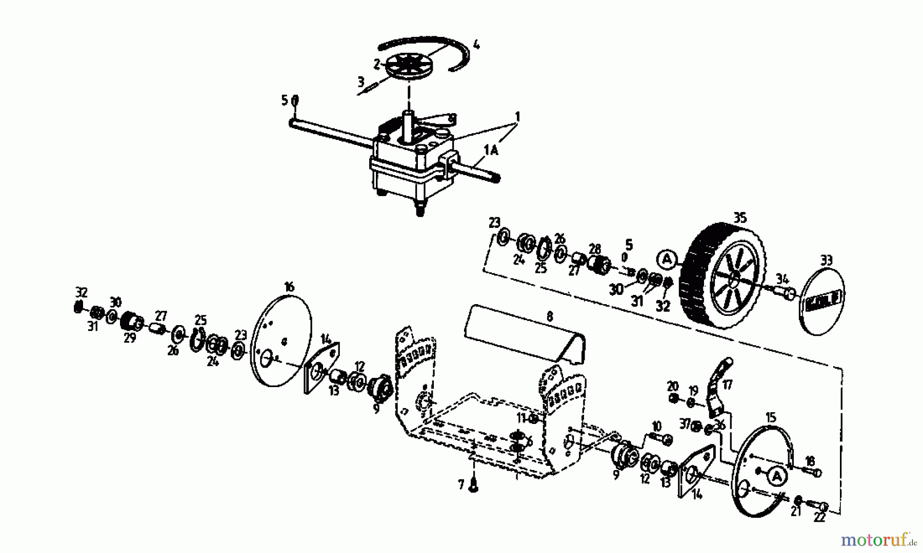  Golf Petrol mower self propelled BRL 04054.04  (1996) Gearbox, Wheels, Cutting hight adjustment