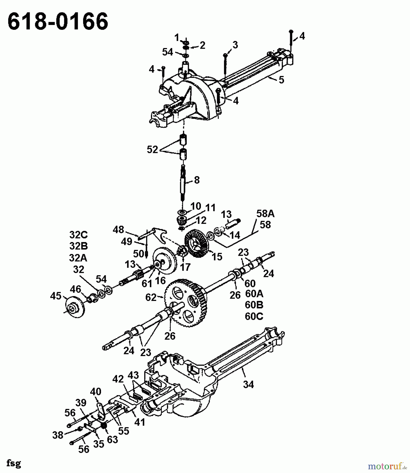  Raiffeisen Lawn tractors RMS 12-91 135H451E628  (1995) Gearbox 618-0166