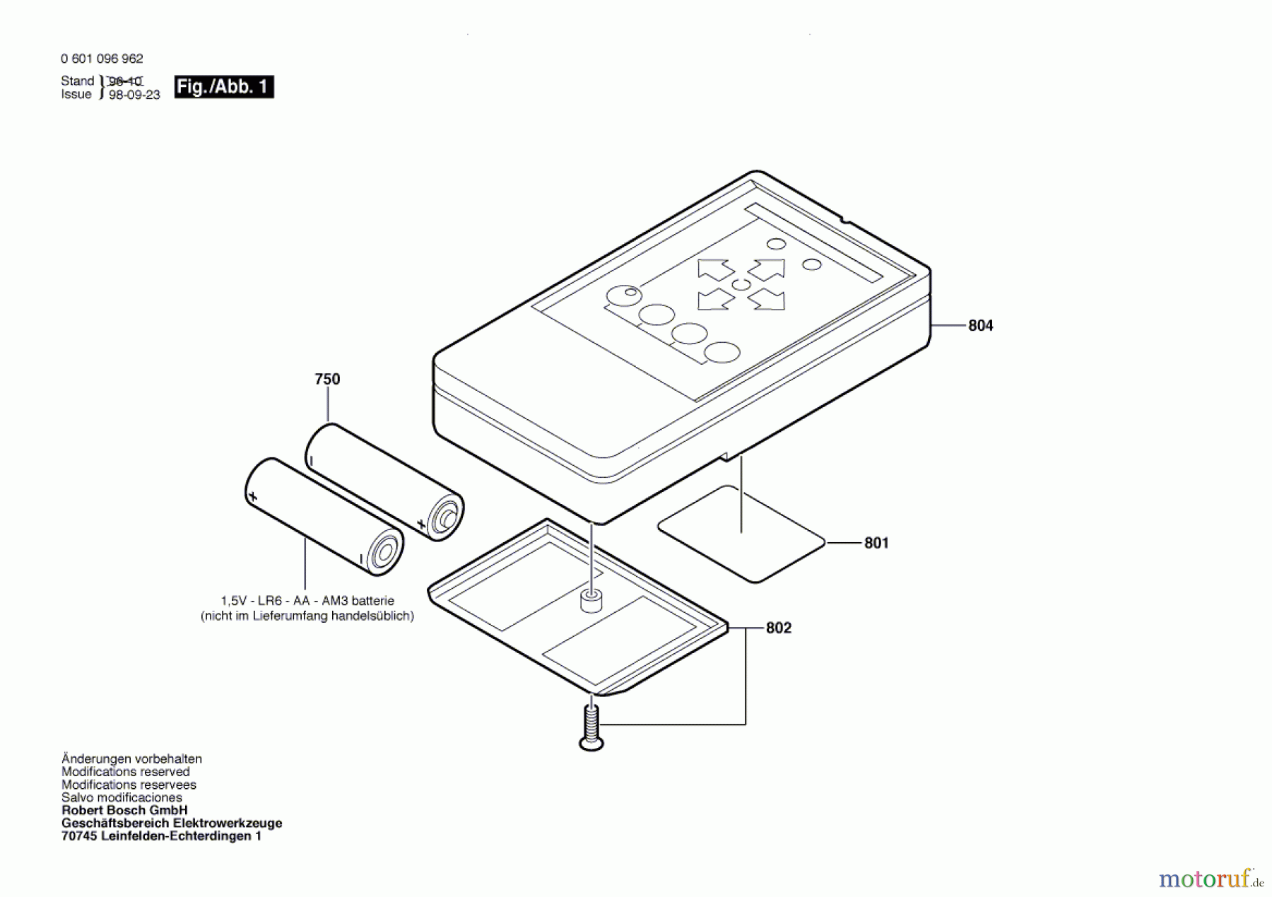  Bosch Werkzeug Fernbedienung BLF 10 Seite 1