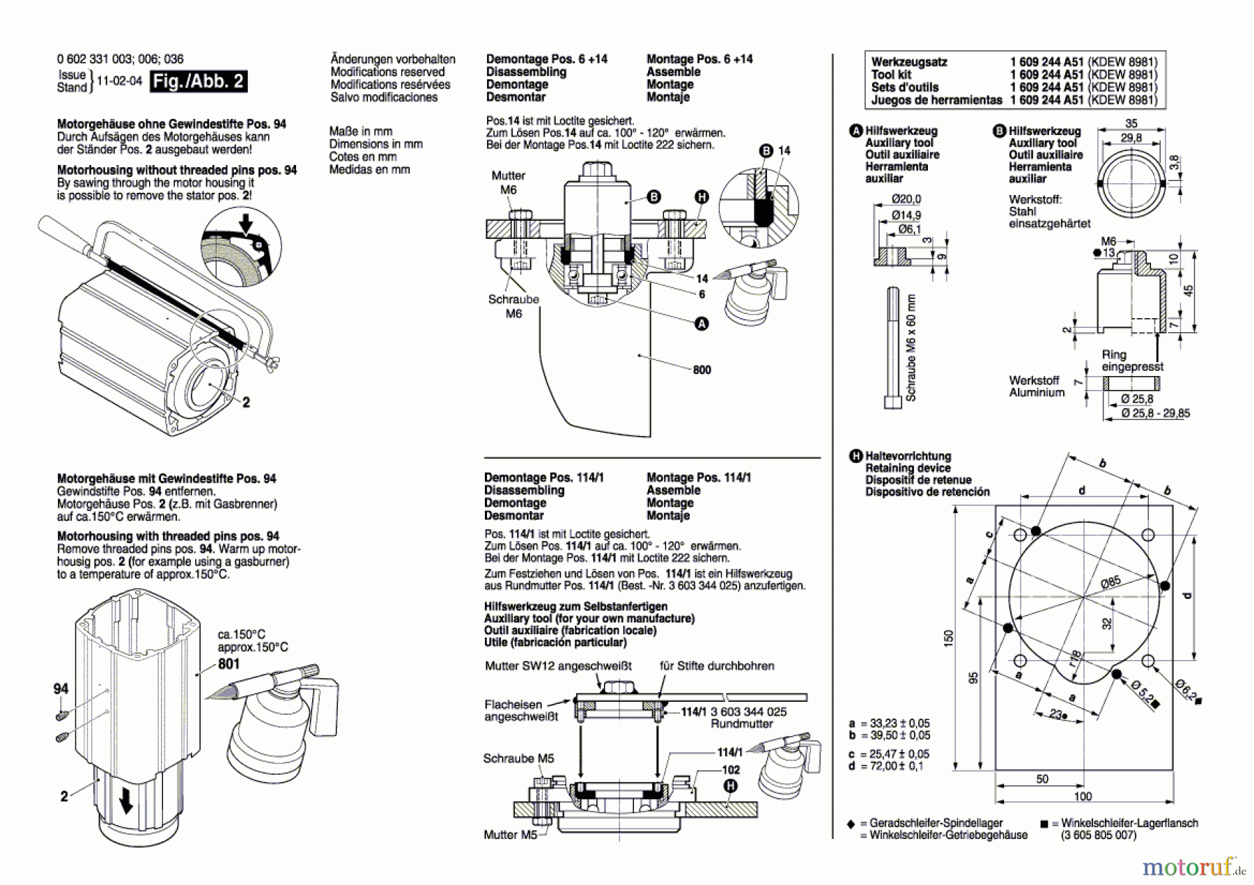  Bosch Werkzeug Winkelschleifer ---- Seite 2