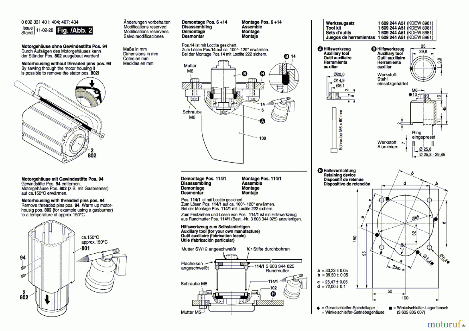  Bosch Werkzeug Flachkopfwinkelschleifer ---- Seite 2