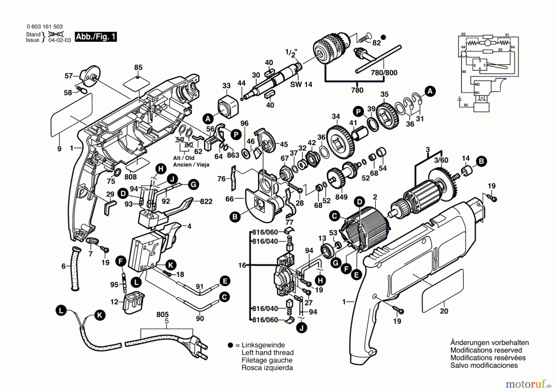  Bosch Werkzeug Schlagbohrmaschine PSB 680-2 RE Seite 1