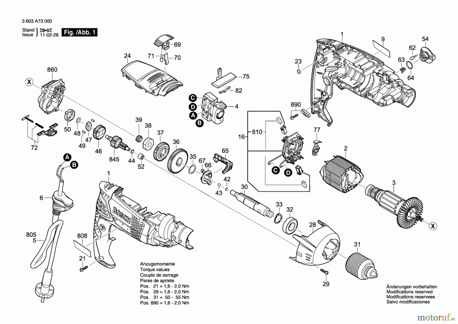  Bosch Werkzeug Schlagbohrmaschine PSB 850-2 RE Seite 1