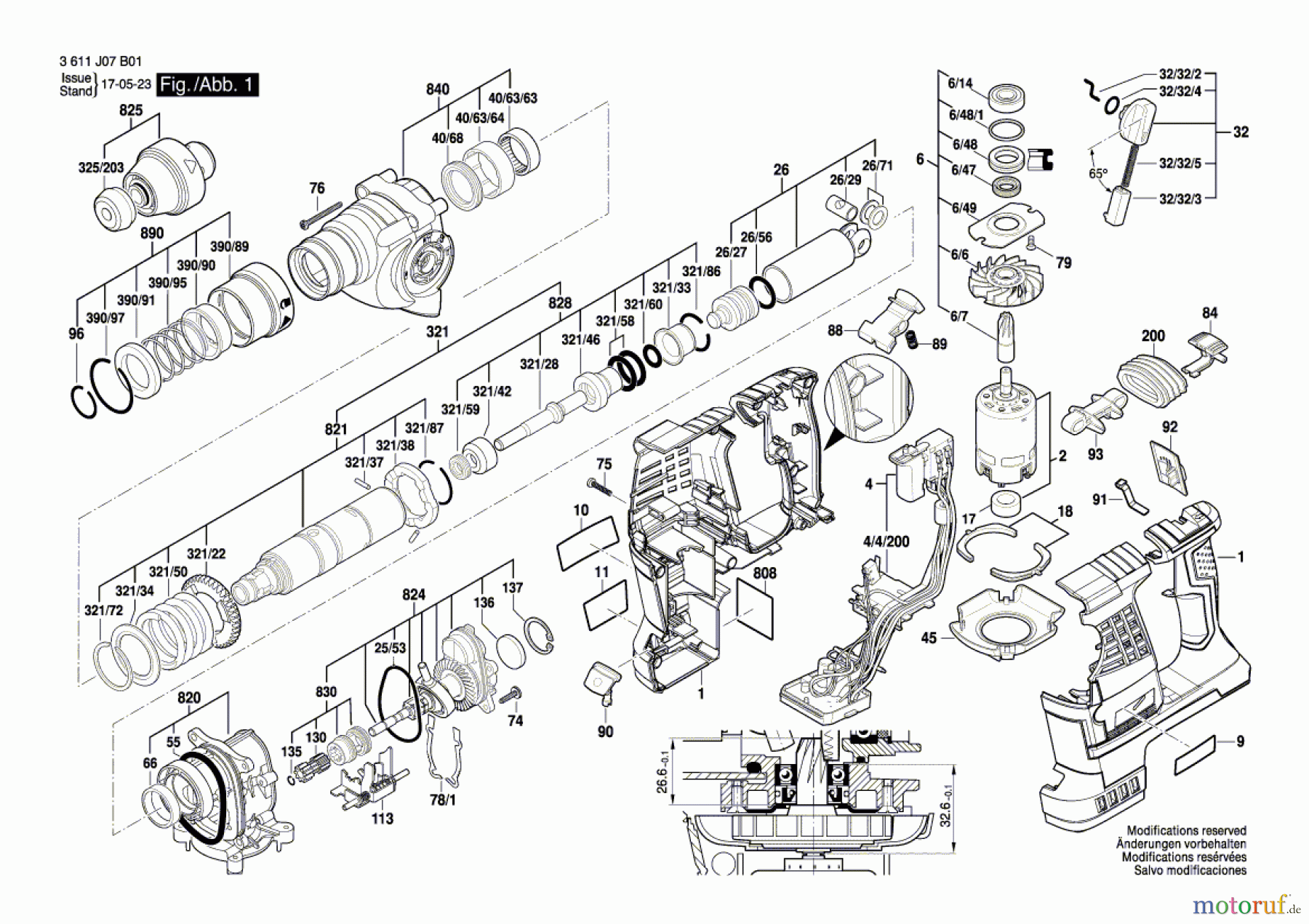  Bosch Akku Werkzeug Akku-Bohrhammer BACHD-1 36 V Seite 1