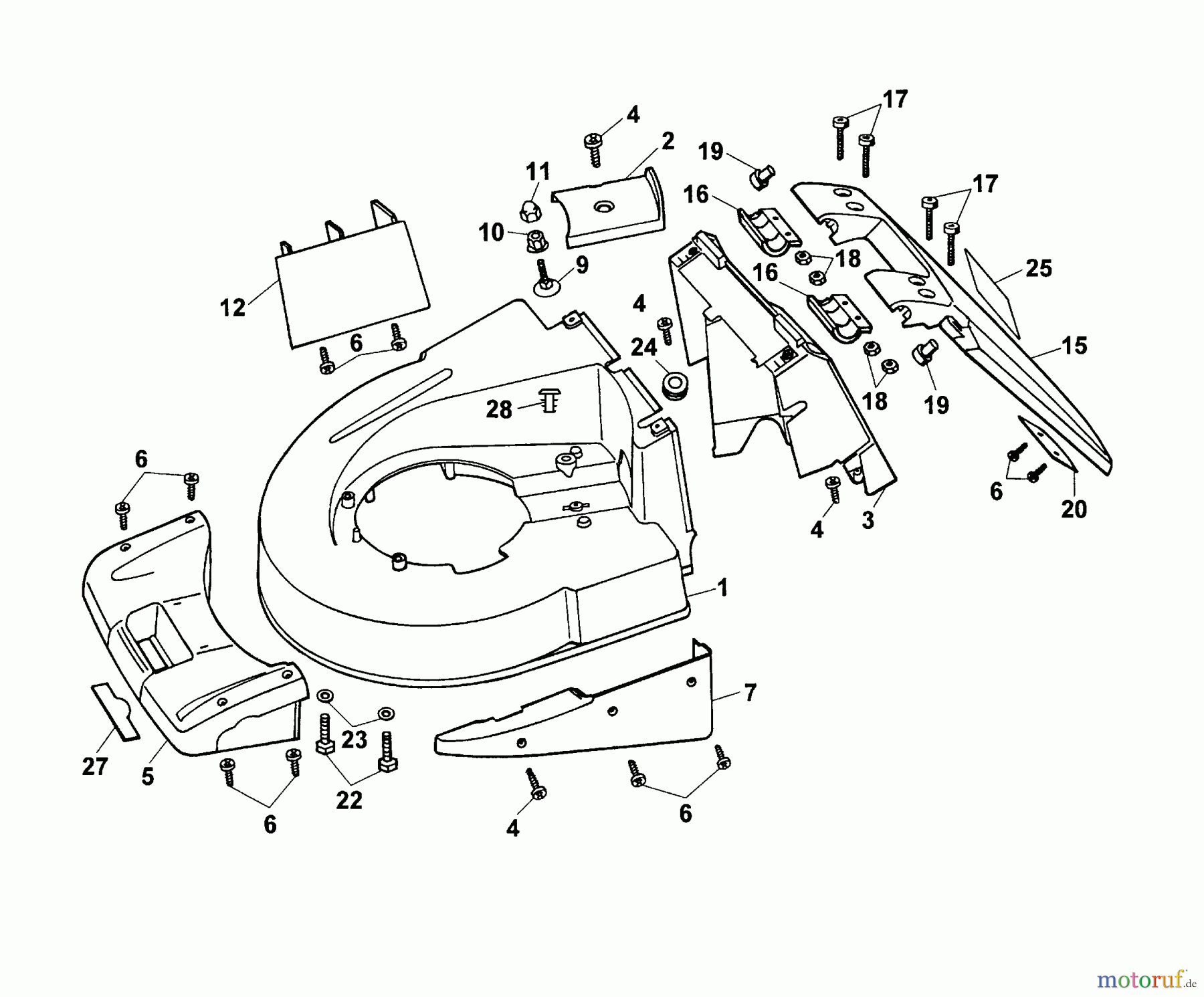  Wolf-Garten Petrol mower self propelled Concept 47 BA 6450000 Series B-D  (2003) Deck housing