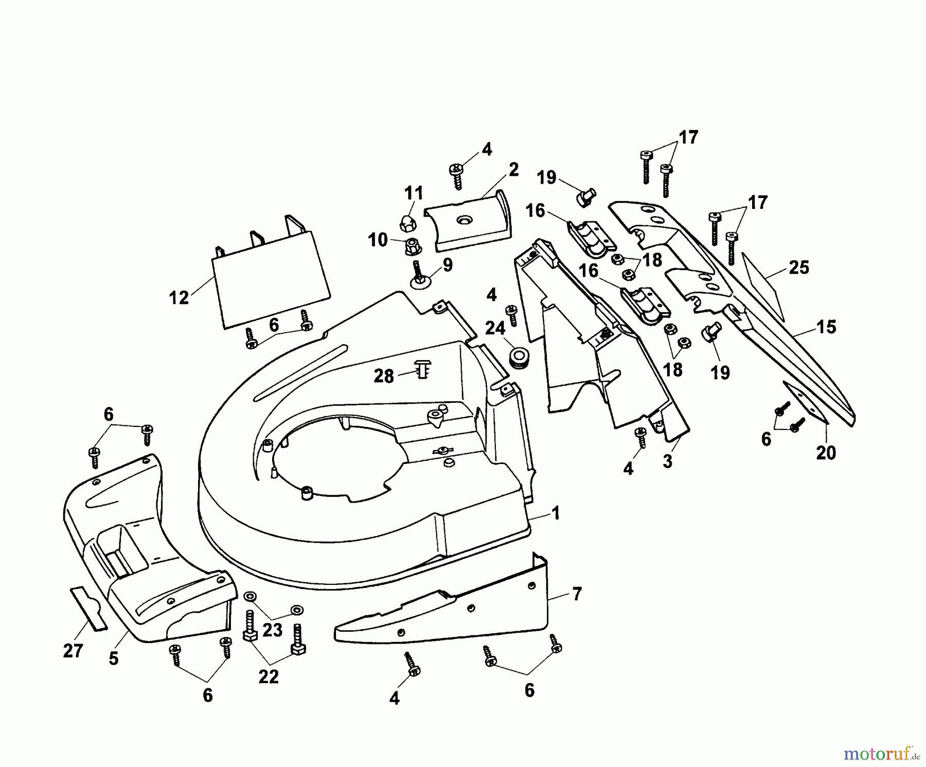  Wolf-Garten Petrol mower self propelled Concept 47 BAM 6470000 Series B-D  (2003) Deck housing