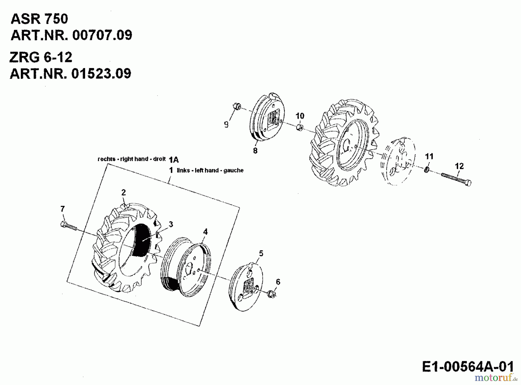  MTD Accessories Accessories multi purpose two wheel tractor Wheel weights ZRG 6-12 for 650 D, 750 01523.09  (1994) Wheel weights, Wheels