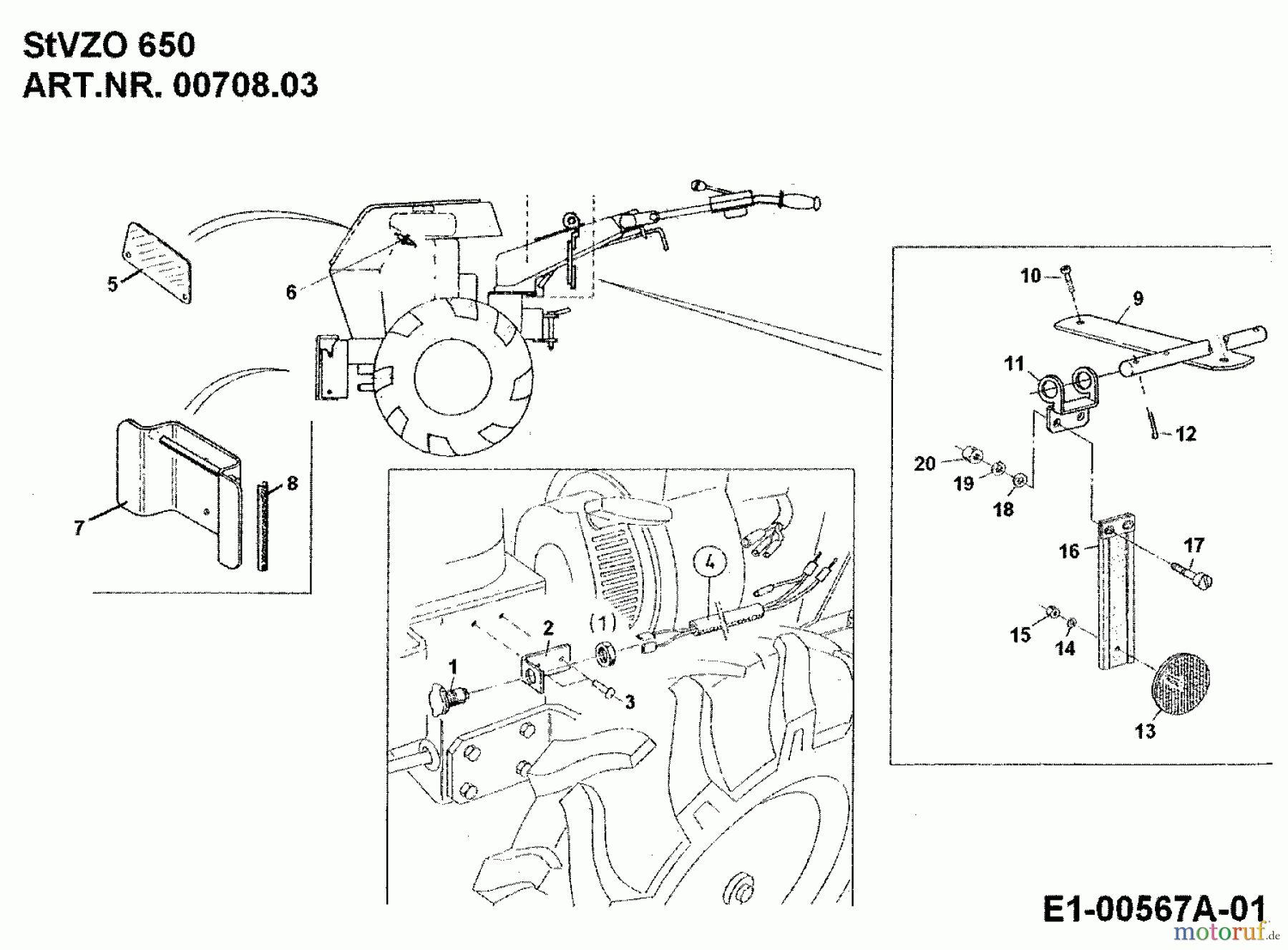  MTD Accessories Accessories multi purpose two wheel tractor STVZO-Bausatz STVZO 650 for 550, 650 00708.03  (1994) Basic machine