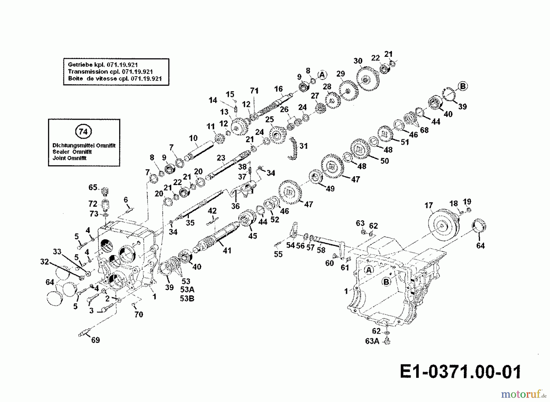  Cub Cadet Multi purpose two wheel tractor TWT 650 D 00026.09  (1993) Gearbox