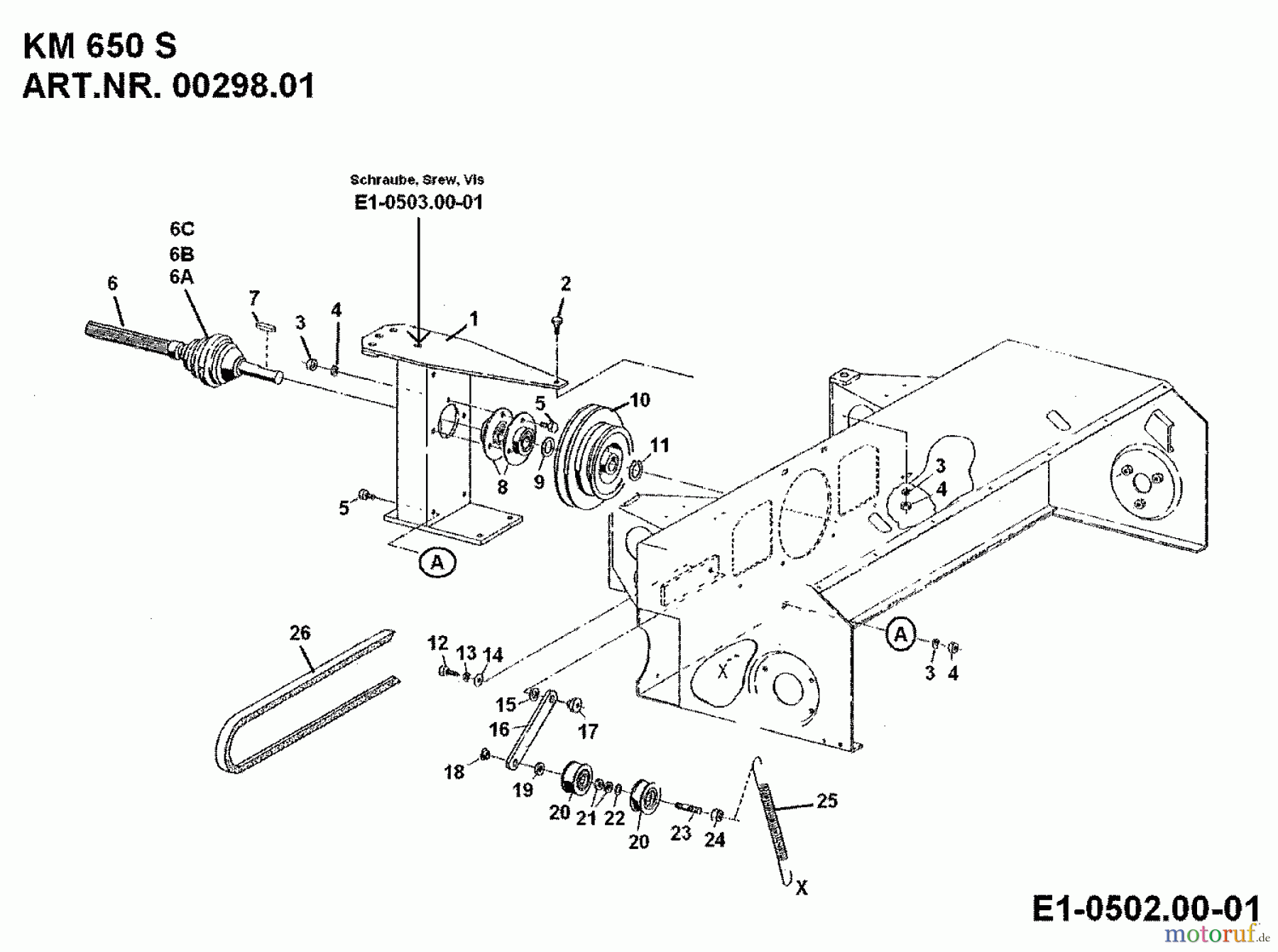  MTD Accessories Accessories multi purpose two wheel tractor Front sweeper KM 650 S for 550-750 00298.01  (1994) Forward acting joint