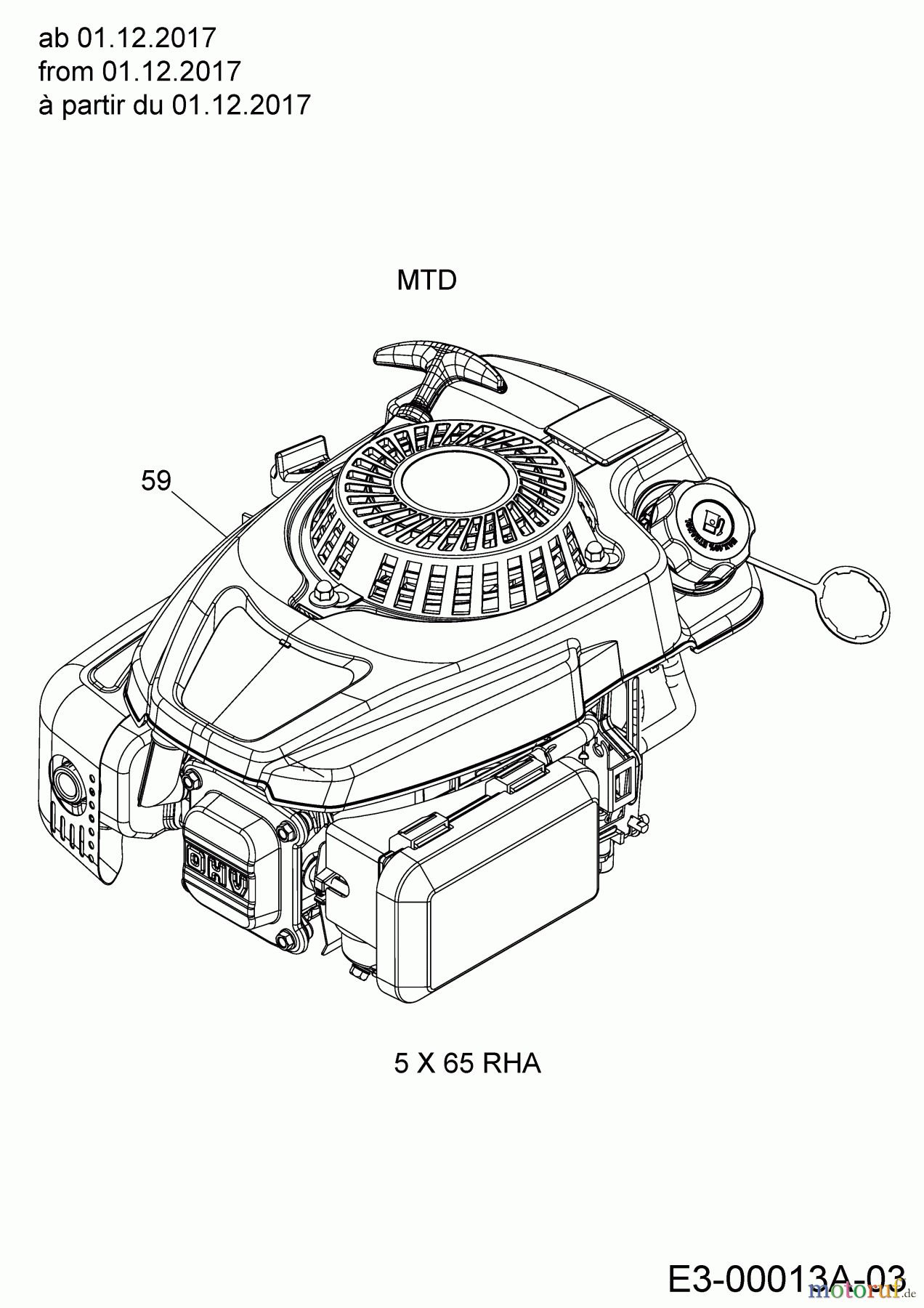  WOLF-Garten Expert Petrol mower Expert 460 11B-TUKC650   (2018) Engine MTD from 01.12.2017