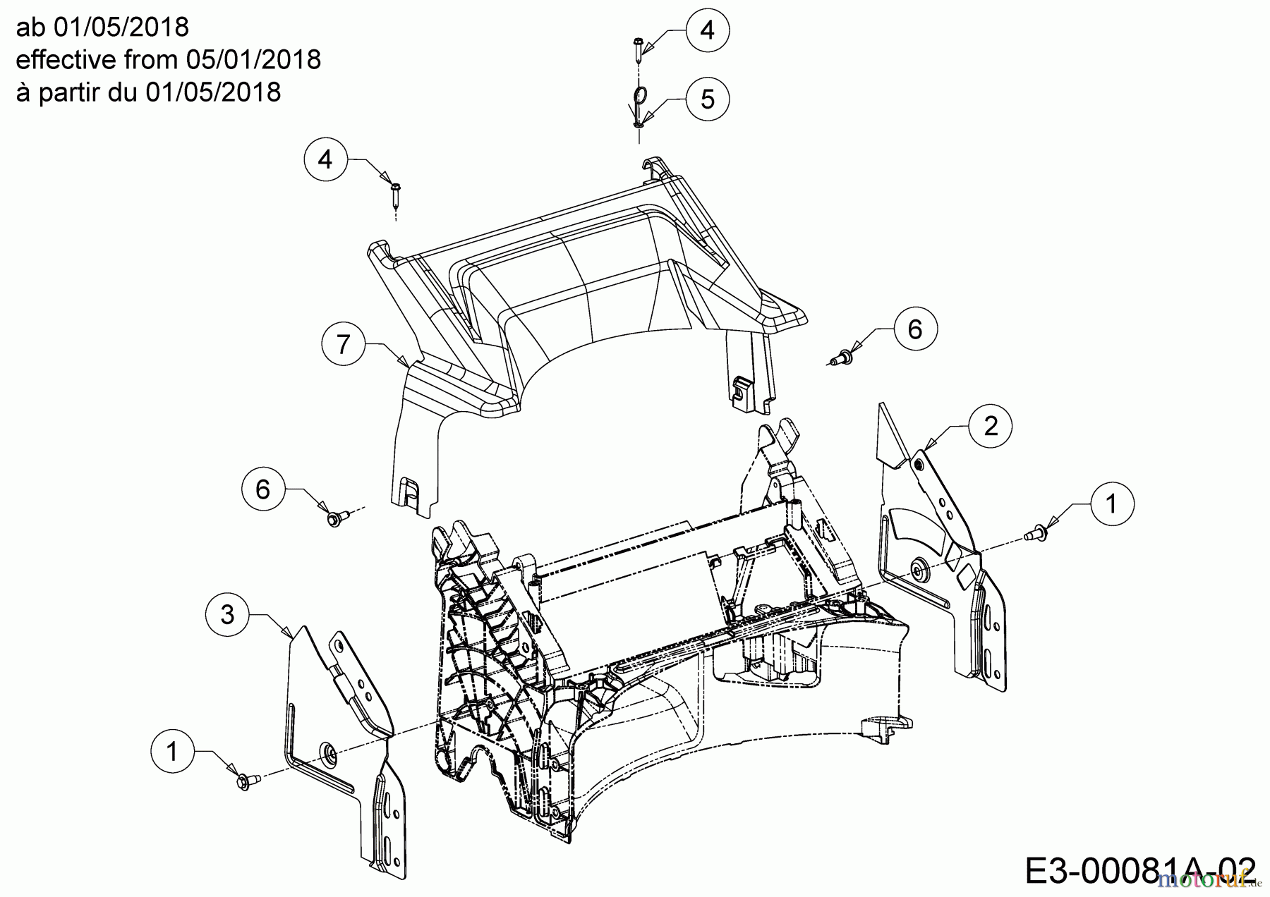  Cub Cadet Petrol mower self propelled LM2 DR53S 12BBPQKC603  (2018) Rear baffle, Handle bracket from 05/01/2018