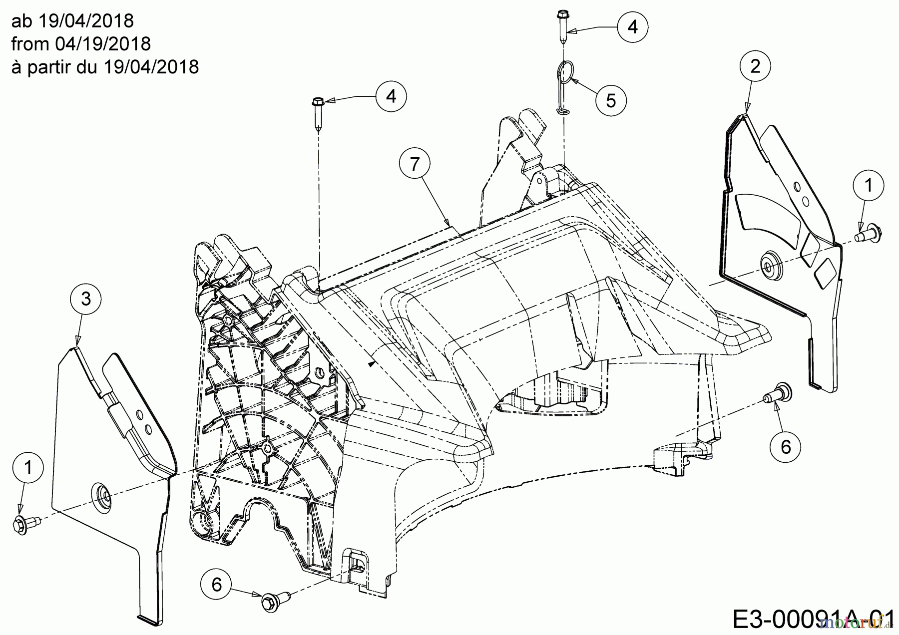  Cub Cadet Petrol mower LM1 AP46 11A-TQSJ603  (2018) Rear baffle, Handle bracket from 04/19/2018