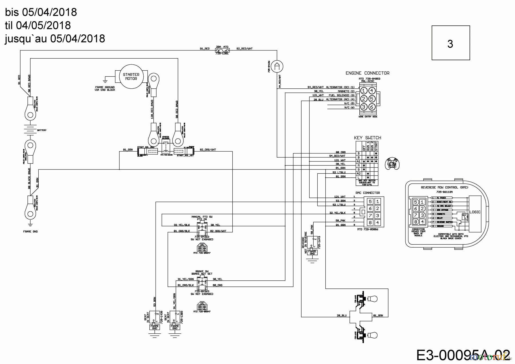 Cub Cadet Lawn tractors LT3 PS107K 13AV79DG603  (2018) Wiring diagram til 04/05/2018