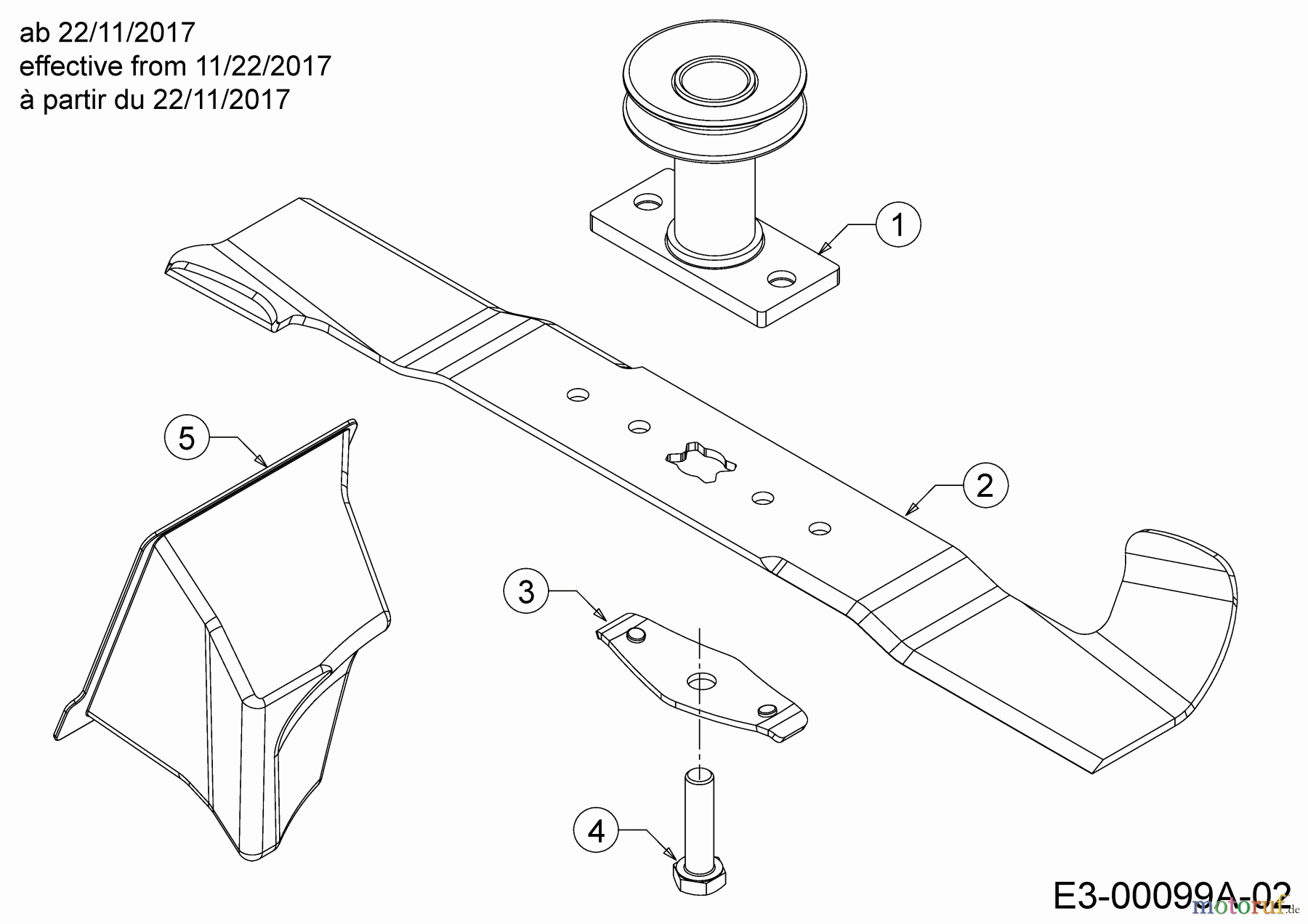  Cub Cadet Petrol mower self propelled LM2 DR46ES 12BCTQS7603  (2018) Blade, Blade adapter, Mulch plug effective from 11/22/2017