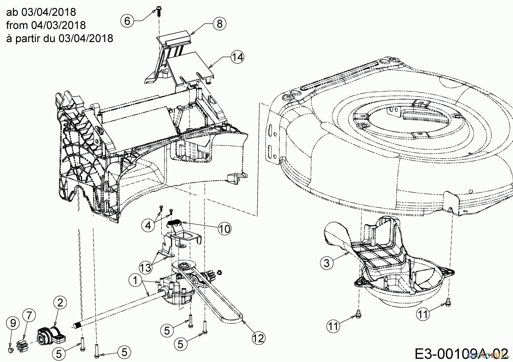  Black-Line Petrol mower self propelled BL 46/160 H 12A-TADQ683  (2018) Gearbox, Belt from 04/03/2018