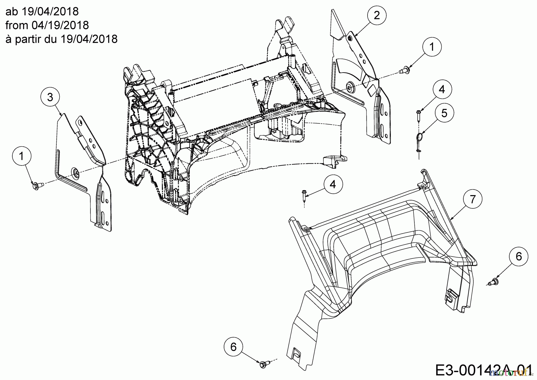  Cub Cadet Petrol mower self propelled LM1 AR42 12A-LQSJ603  (2018) Rear baffle, Handle bracket from 04/19/2018