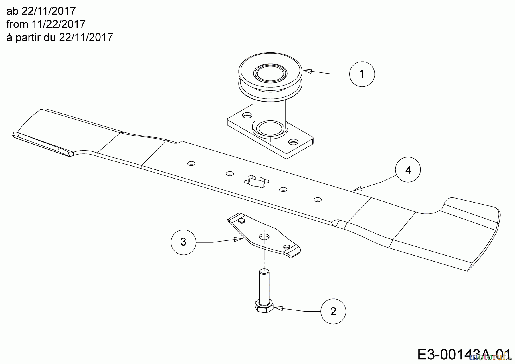  Cub Cadet Petrol mower self propelled LM1 CR53 12A-PQSC603  (2018) Blade, Blade adapter from 11/22/2017