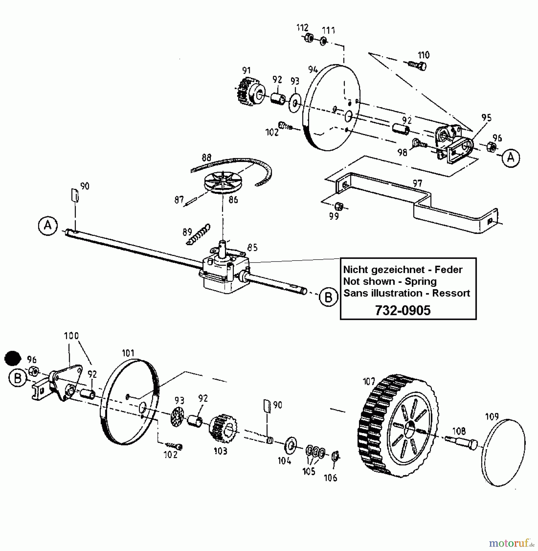  Gutbrod Petrol mower self propelled HB 48 RL 12A-T58V604  (1998) Gearbox, Wheels