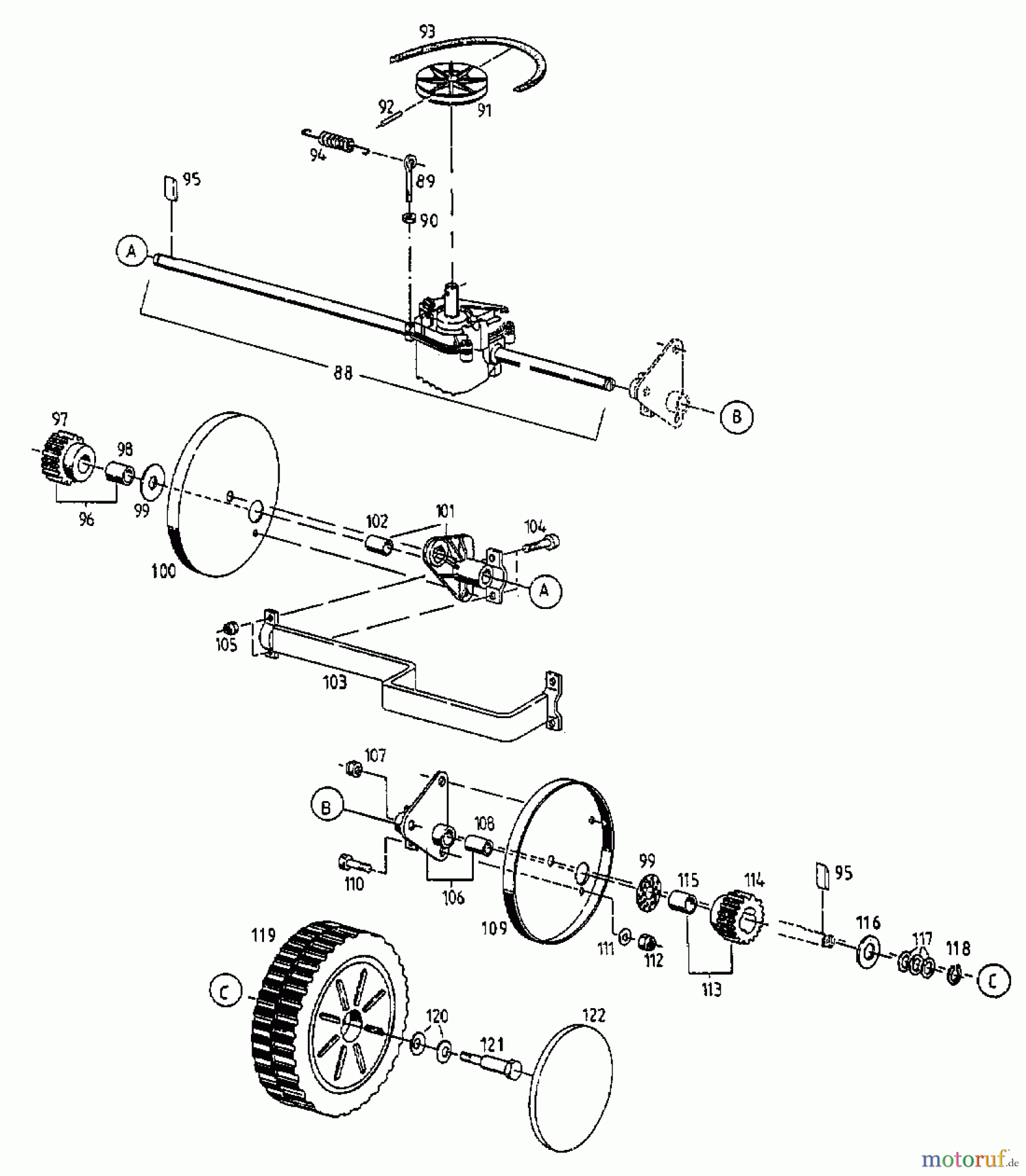  Gutbrod Petrol mower self propelled HB 42 RL 12A-L56Z604  (1998) Gearbox, Wheels