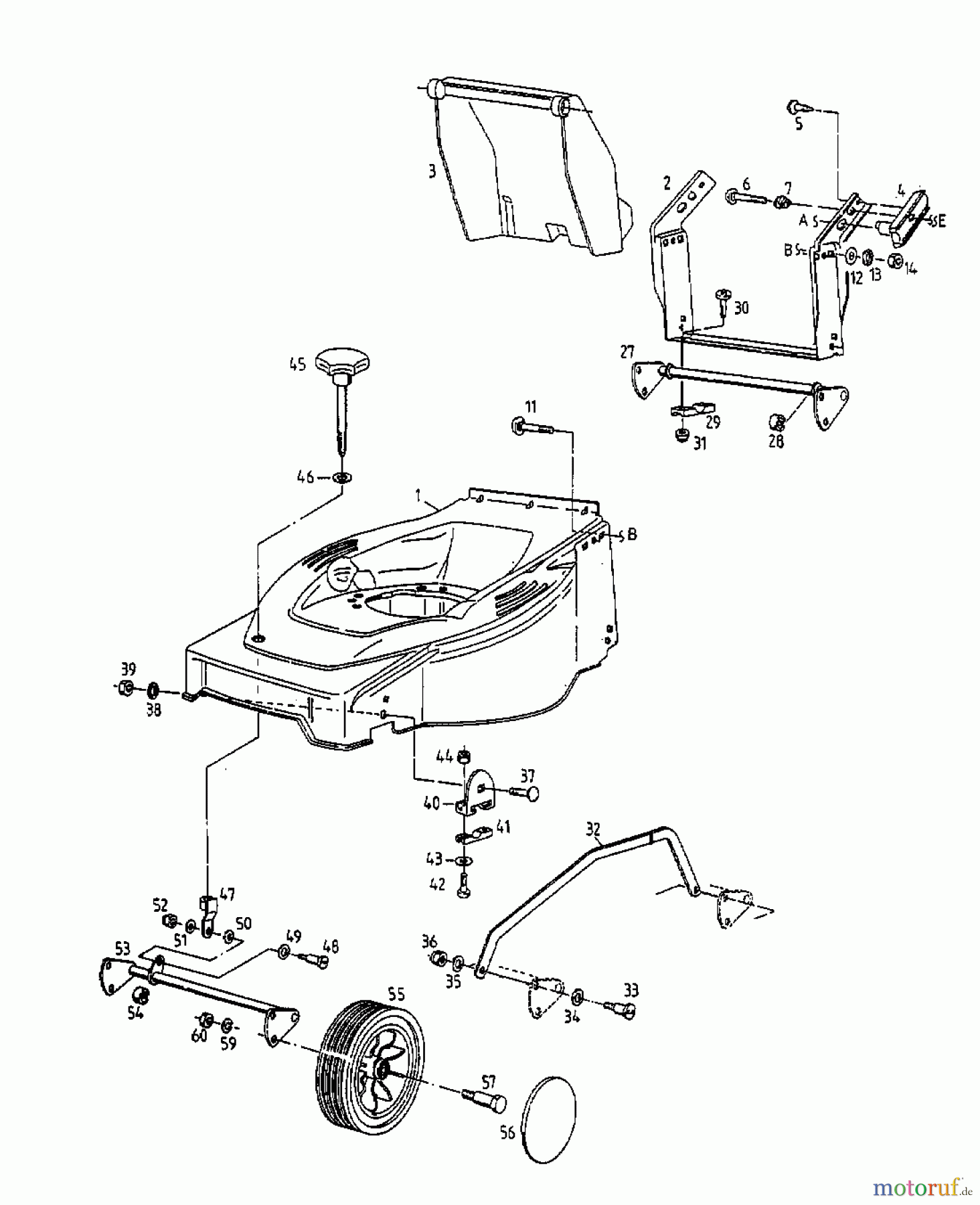  MTD Petrol mower GE 46 11A-T34Z678  (1998) Front wheels, Cutting hight adjustment