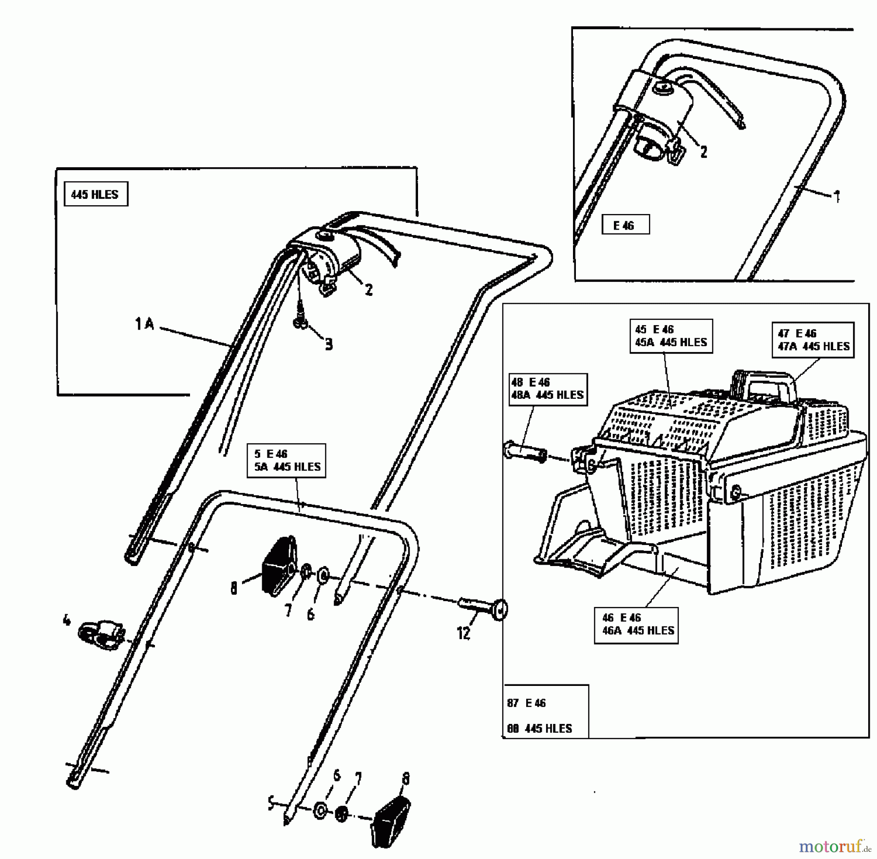  Golf Electric mower 445 HLES 18A-T4H-648  (1998) Grass box, Handle