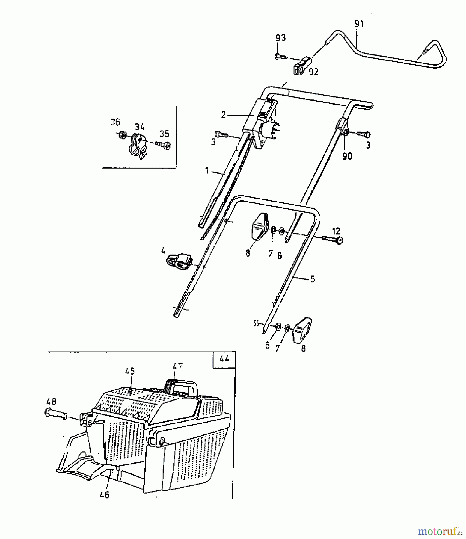  Gutbrod Electric mower HE 42 18B-L1F-604  (1999) Grass box, Handle