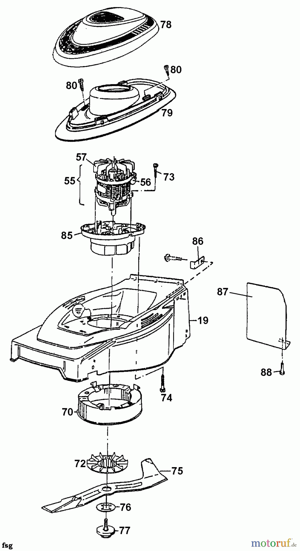  Fleurelle Electric mower E 401 18B-L2G-619  (1999) Electric motor, Blade