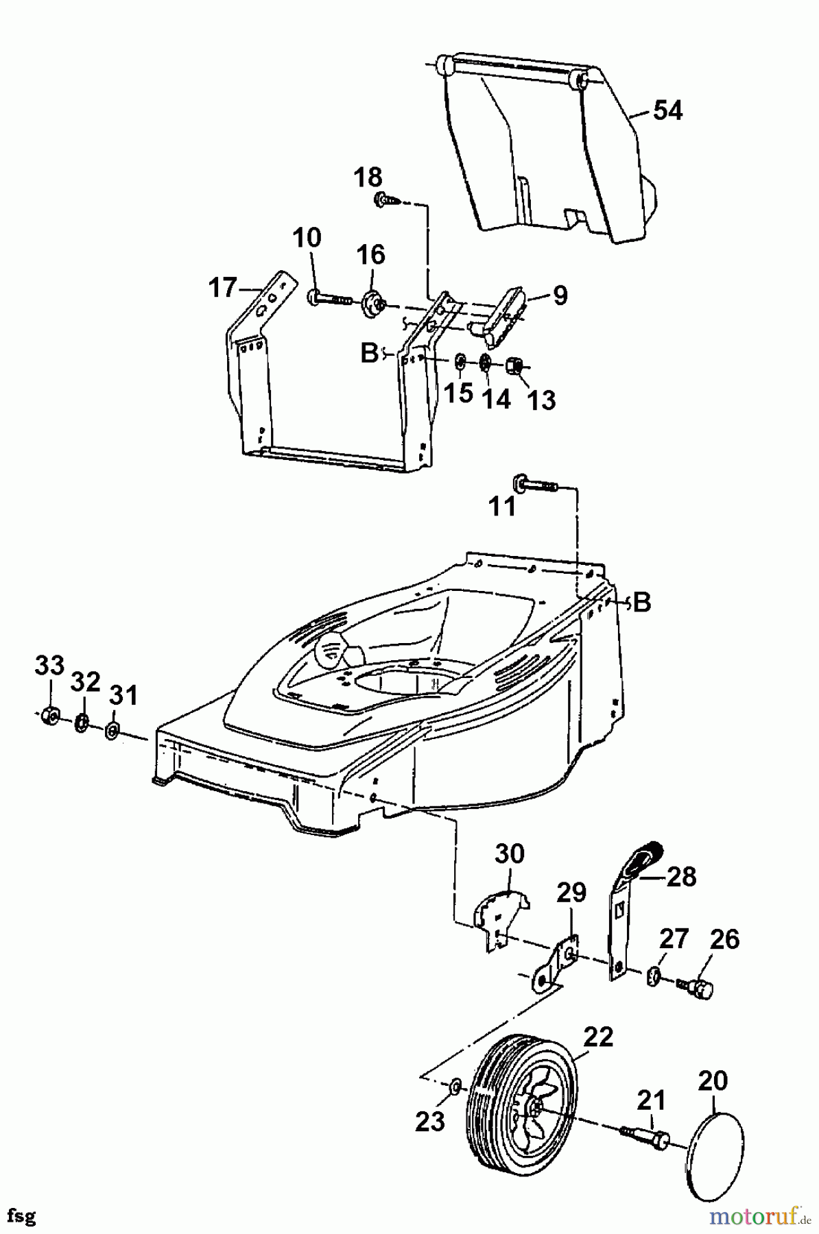  Fleurelle Electric mower E 401 18B-L2G-619  (2000) Height adjustment, Front wheels