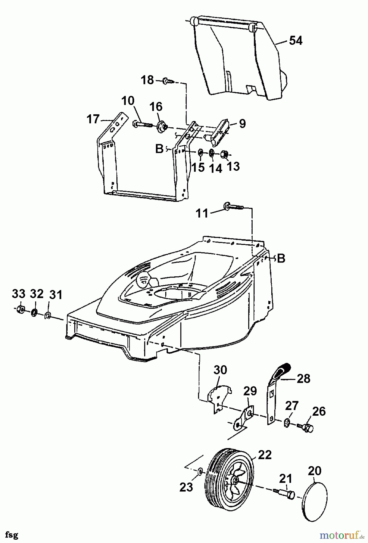  Fleurelle Electric mower E 451 18B-T2H-619  (1999) Height adjustment, Front wheels