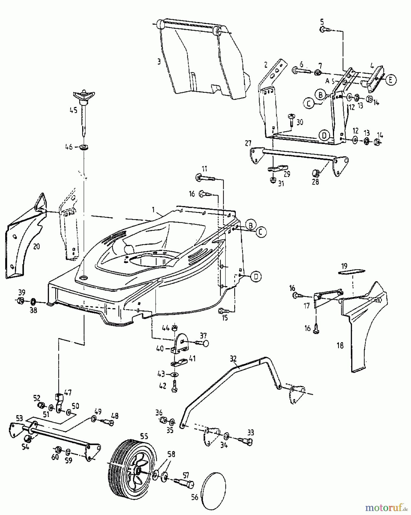  Gutbrod Petrol mower HB 42 L 11B-L56Z604  (1999) Front wheels, Cutting hight adjustment