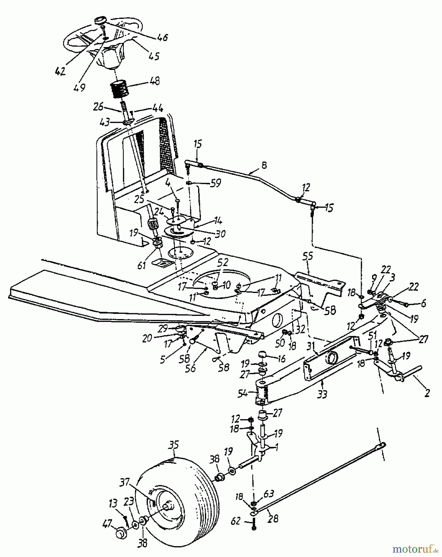  Fleurelle Lawn tractors AMH 1151 13AB453C619  (1999) Steering, Front wheels, Pivot bar